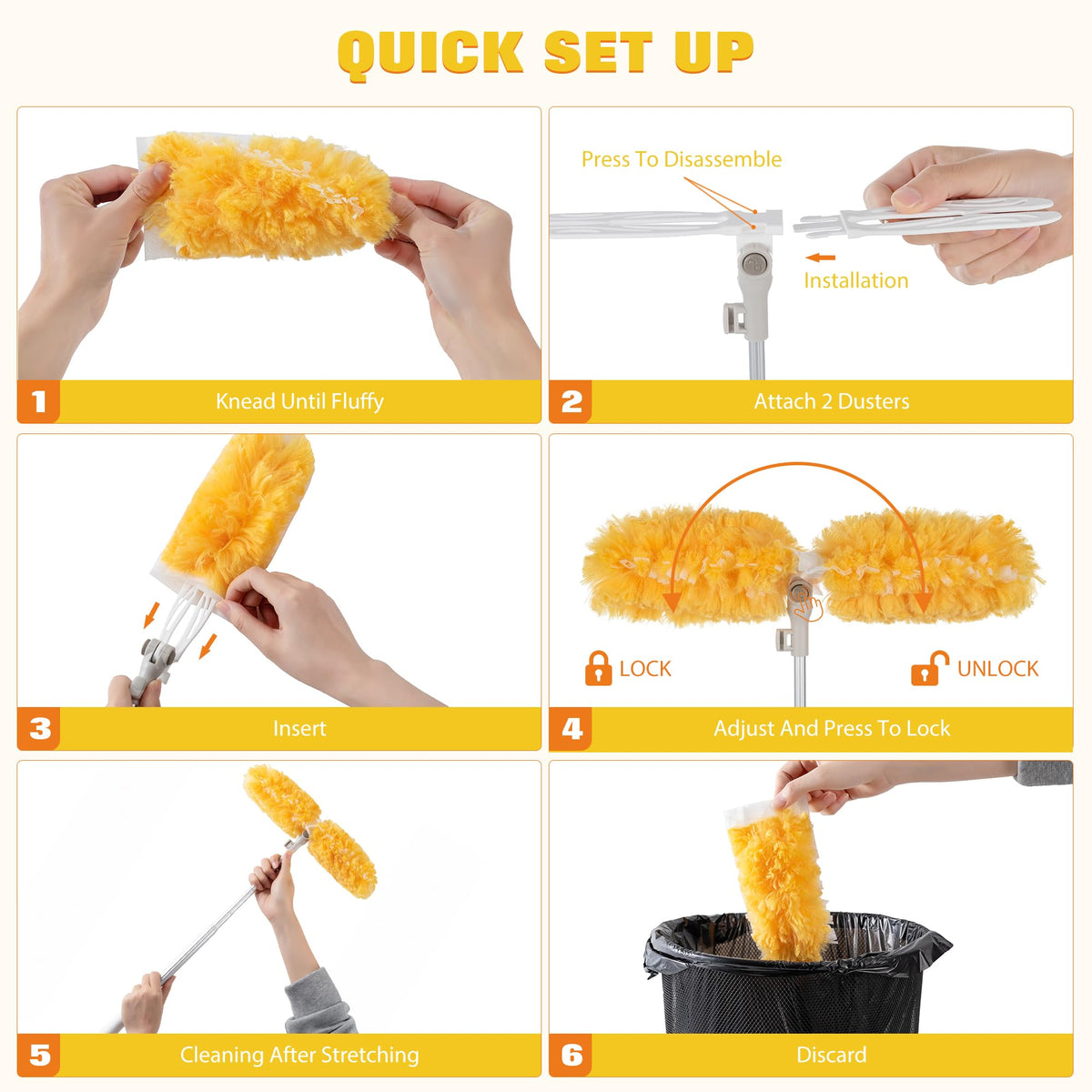 6 ft Extendable Duster Handle with 20 Pcs