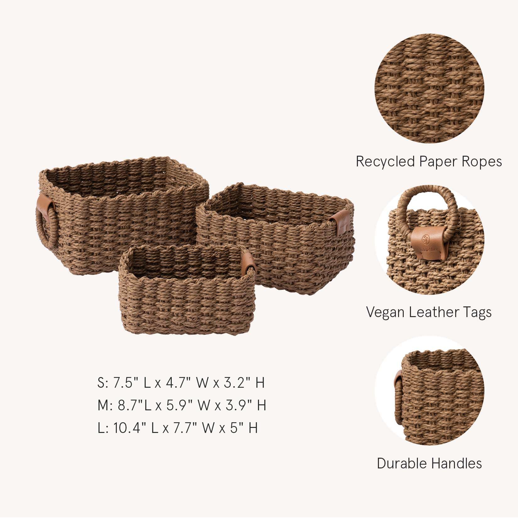 Small Wicker Baskets for Organizing (3 Count)