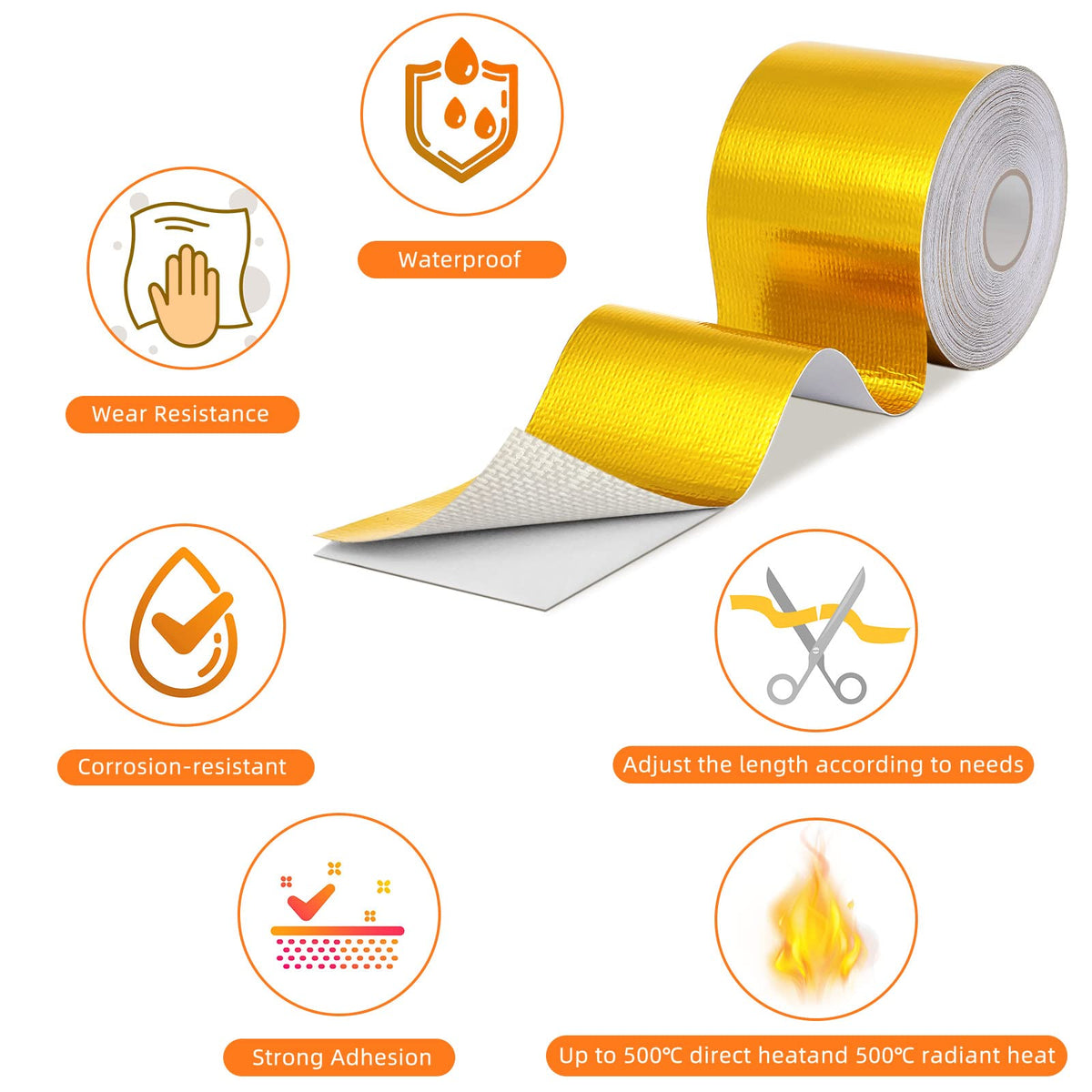 2 Rolls Aluminum Foil Tape Heat Shield Tape Barrier Adhesive Reflective Fiberglass Thermal Insulation Reflective Material High Temp Protection (131.2 Foot)