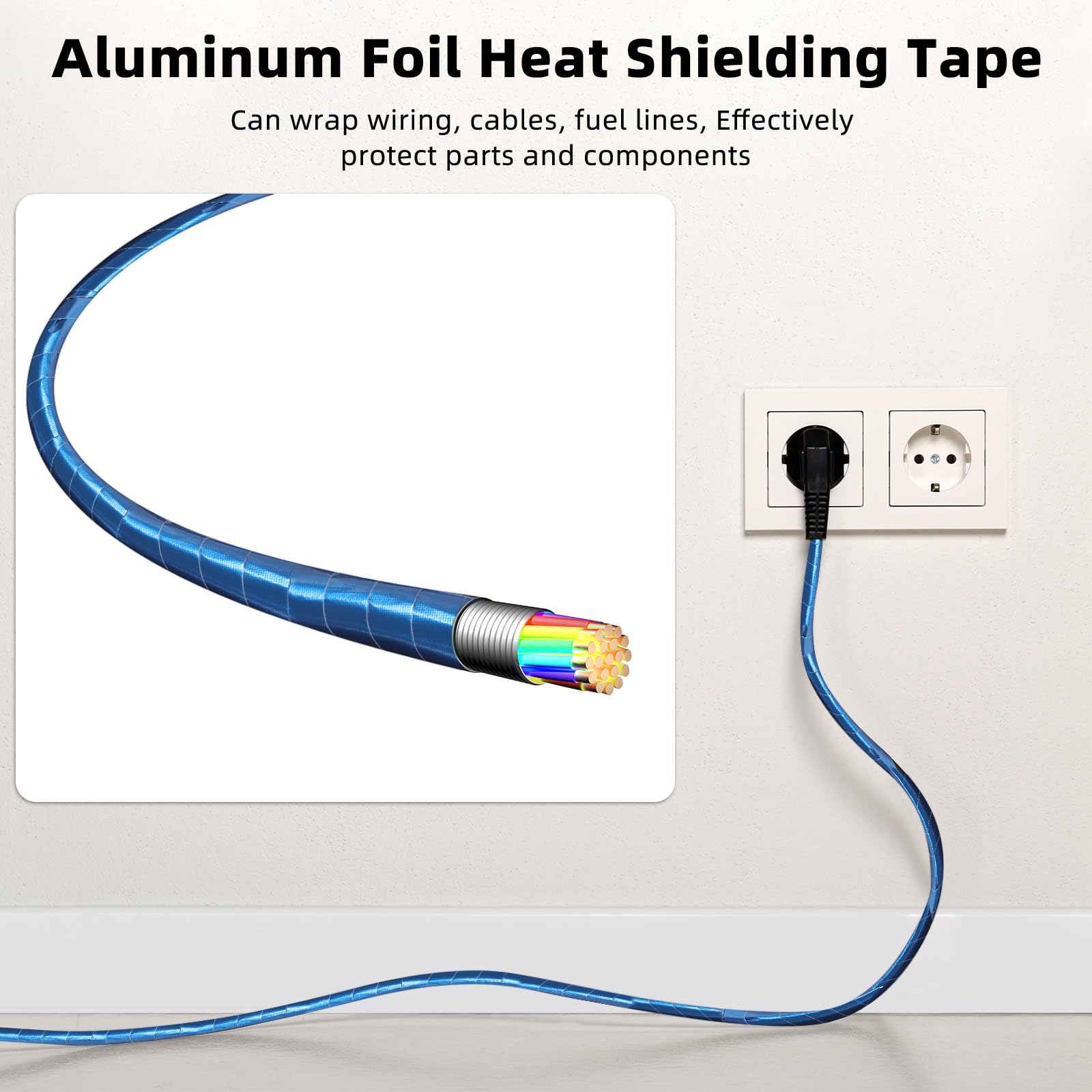 2 Rolls Aluminum Foil Tape Heat Shield Tape Barrier Adhesive Reflective Fiberglass Thermal Insulation Reflective Material High Temp Protection (2 Count)
