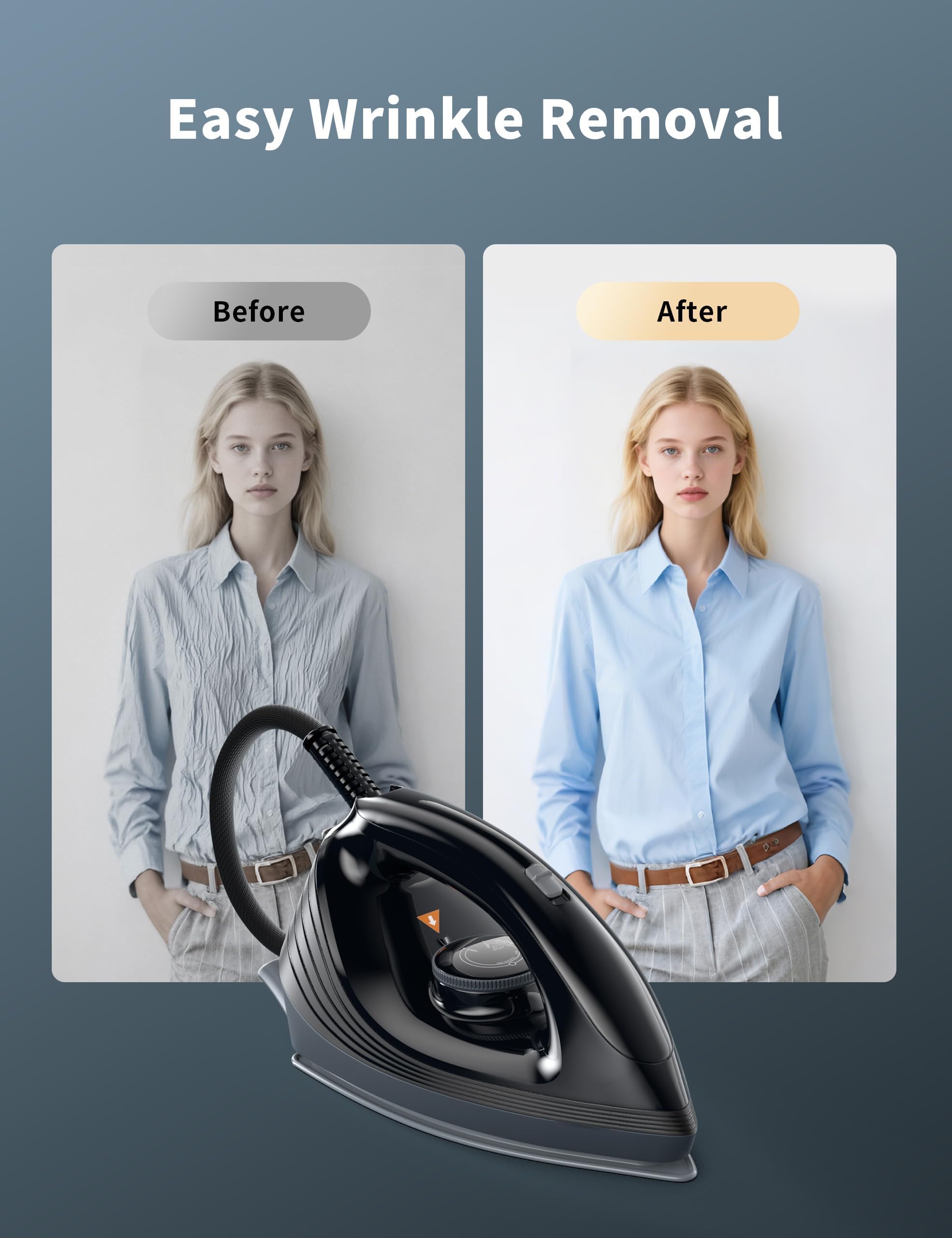 1500W Steam Iron with Ceramic Soleplate & Auto