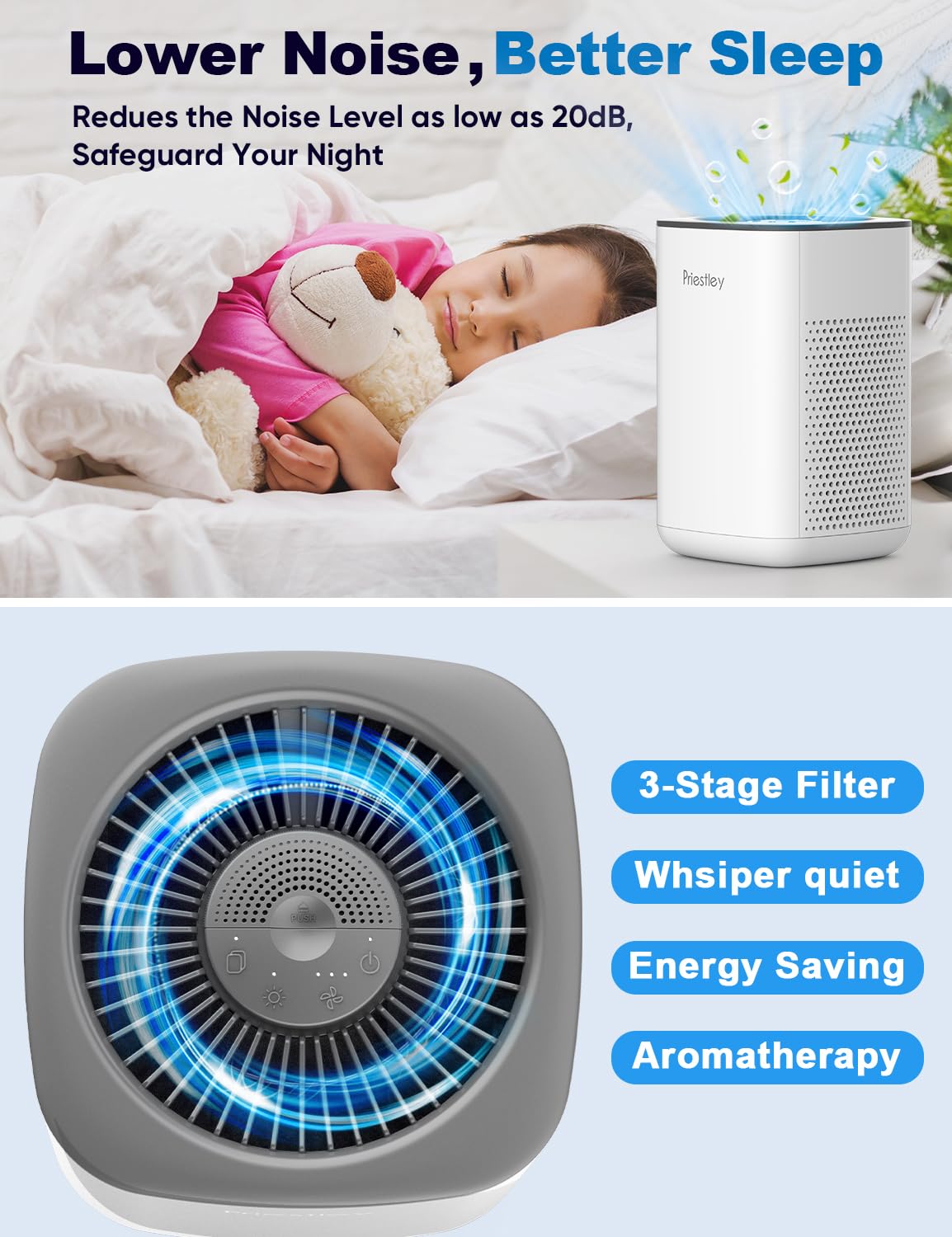 Small Air Purifiers for Home Bedroom Dorm Office Desktop