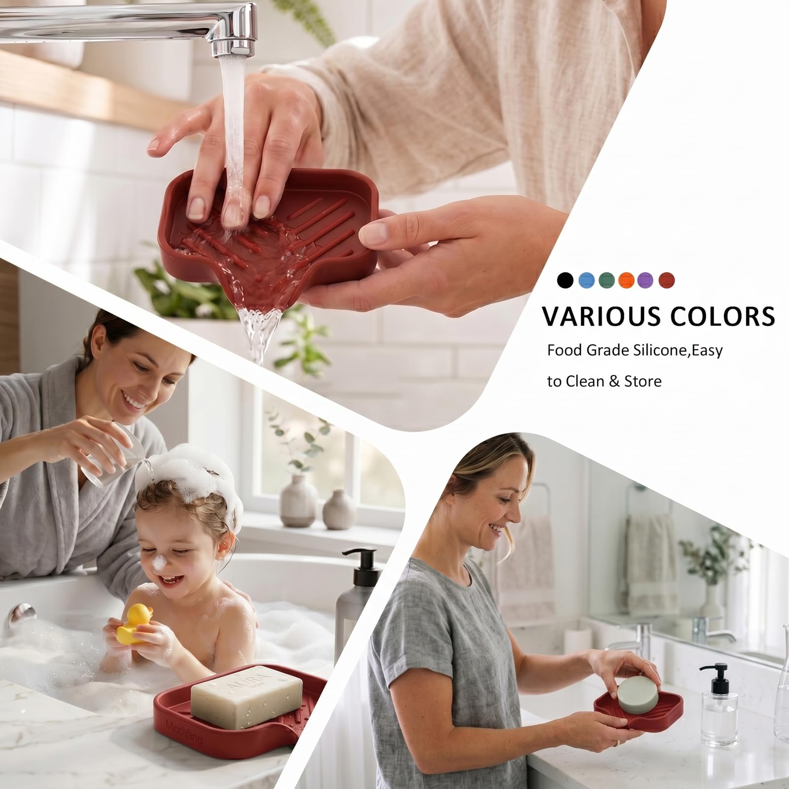 Silicone Soap Dish with Drain Spout
