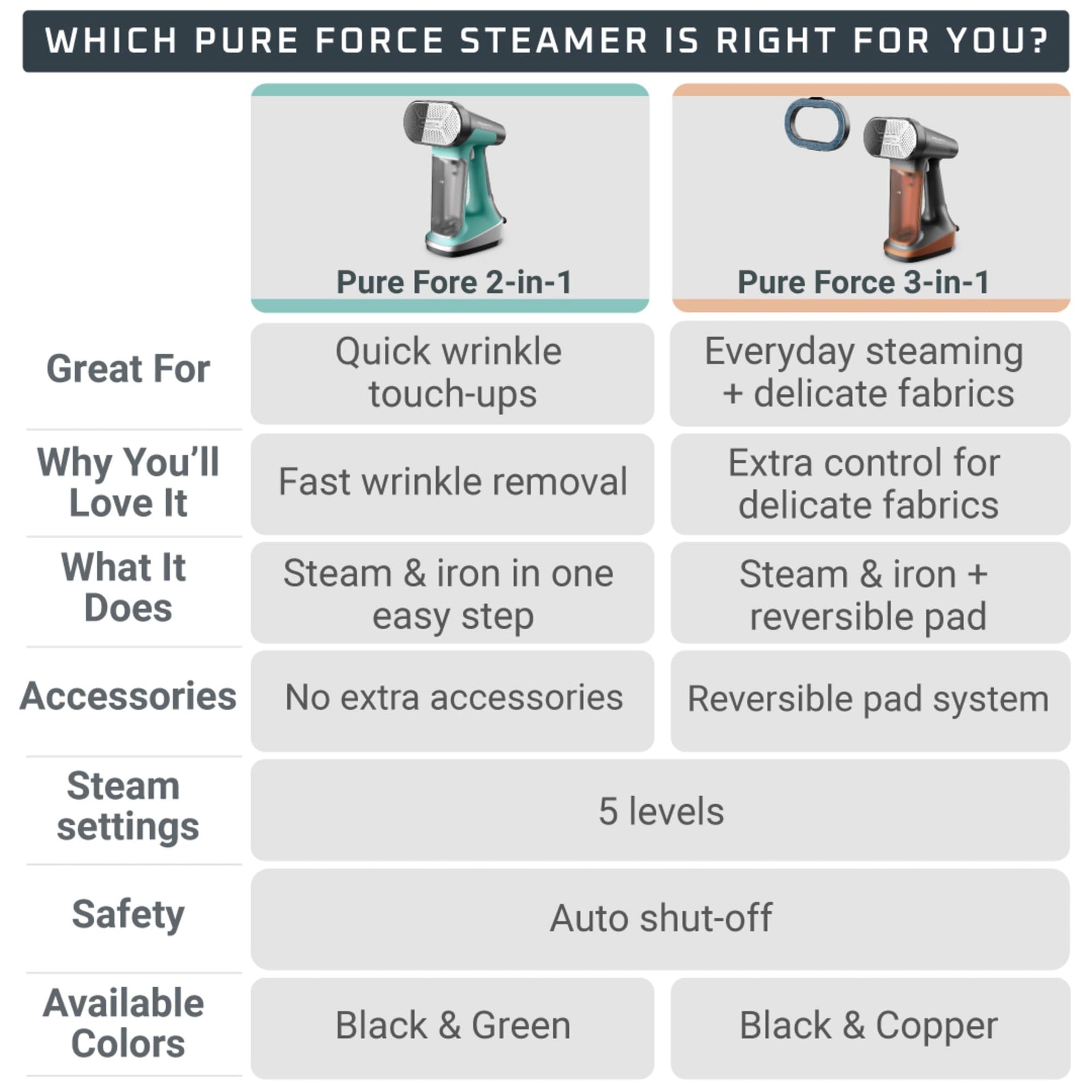 Pure Force 2in1 Steamer & Iron