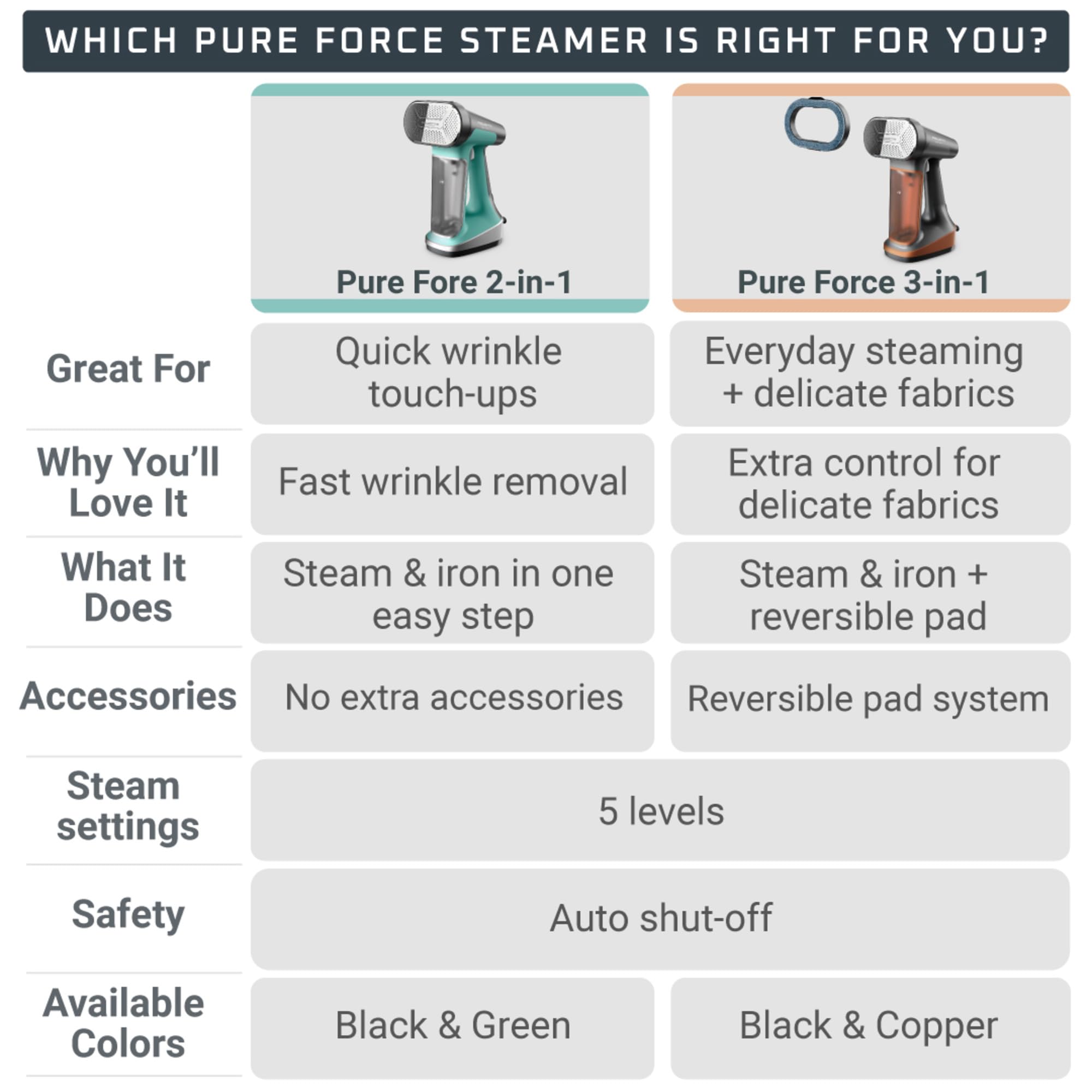 Pure Force 2in1 Steamer & Iron