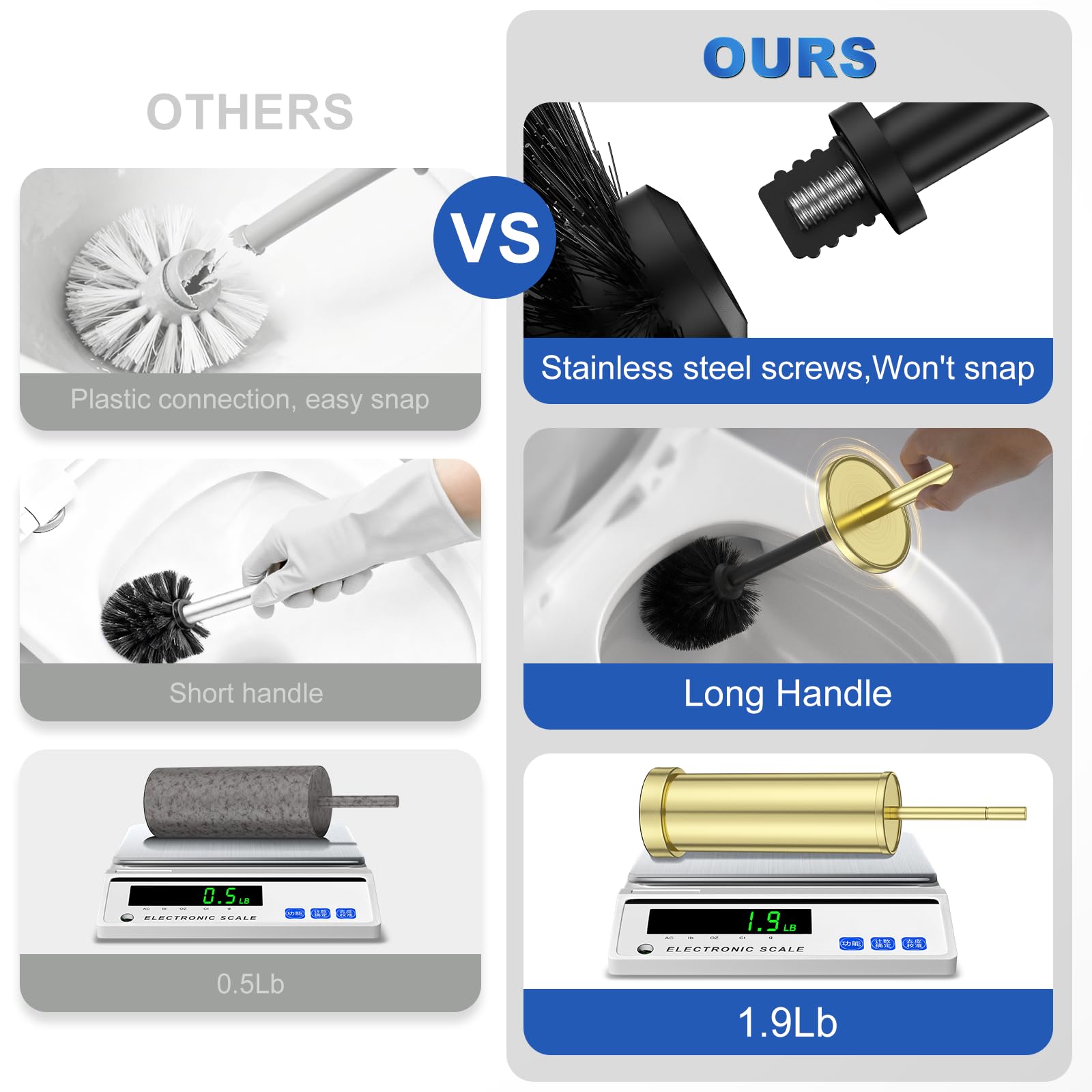 304 Stainless Steel Toilet Brush and Holder Set