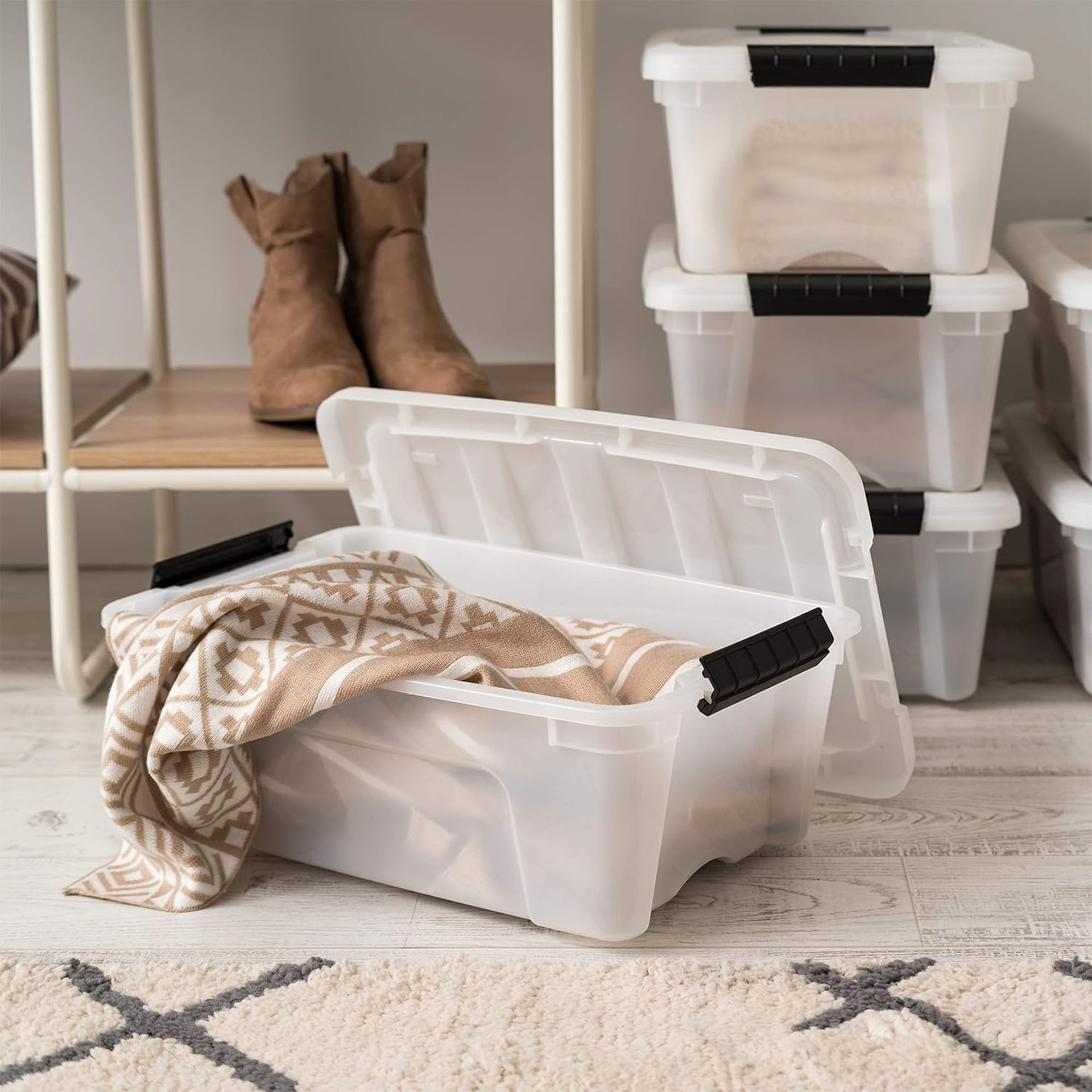 6 Pack 13 Quart Storage Bins with Lids (6 Count)