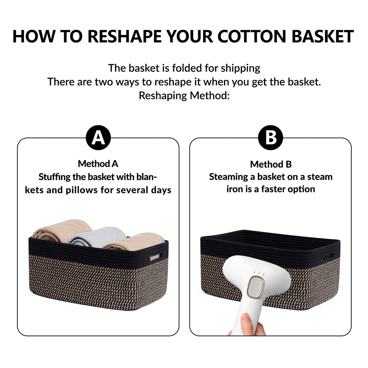 Large Storage Baskets for Shelves (3 Count)