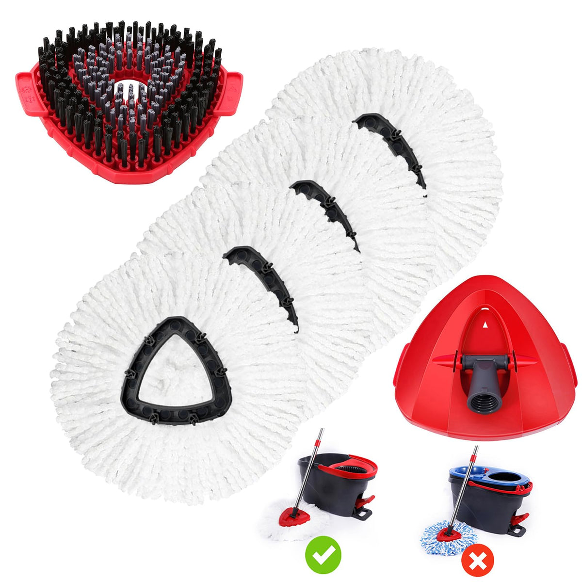 4 Pack Microfiber Mop Replacement Heads Compatible with Ocedar EasyWring 1 (6 Count)