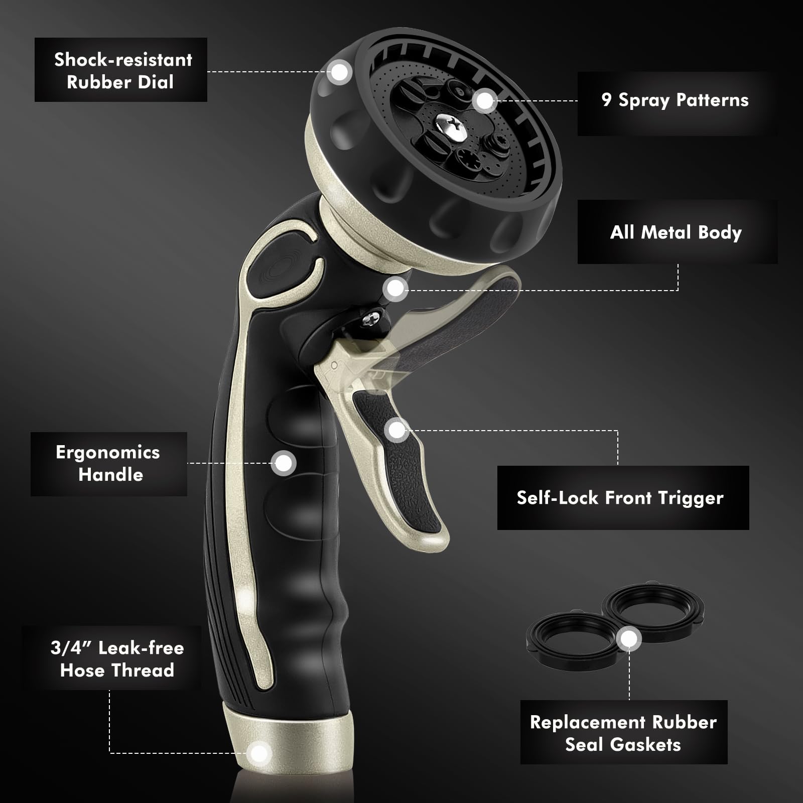 Hose Nozzle with Easy Self