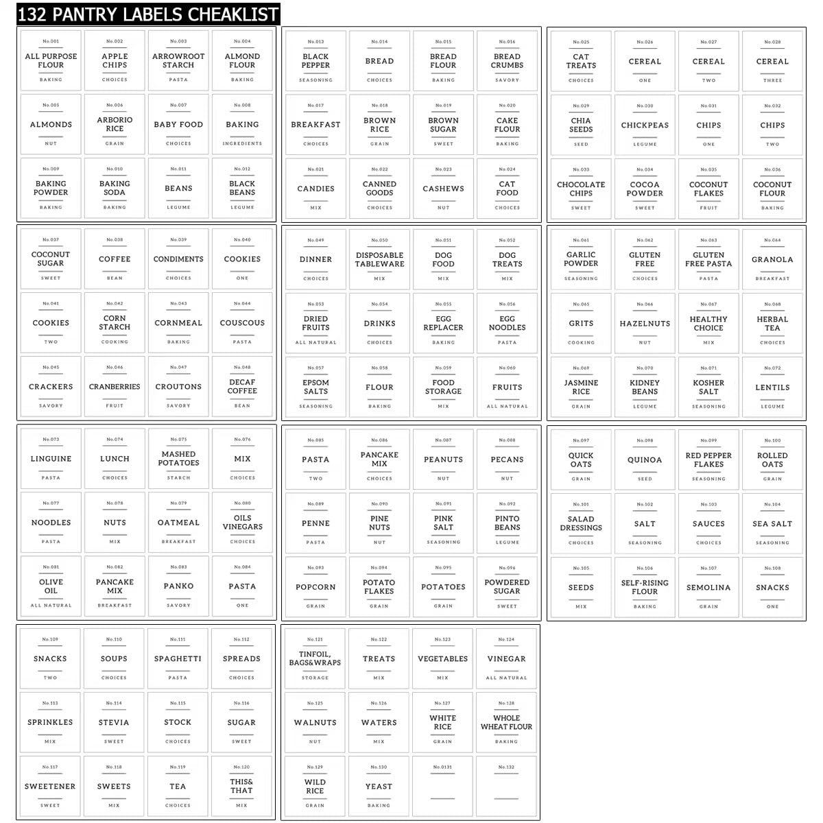 16 OZ Stackable Glass Food Storage Jars with 132 Pantry Labels Preprinted