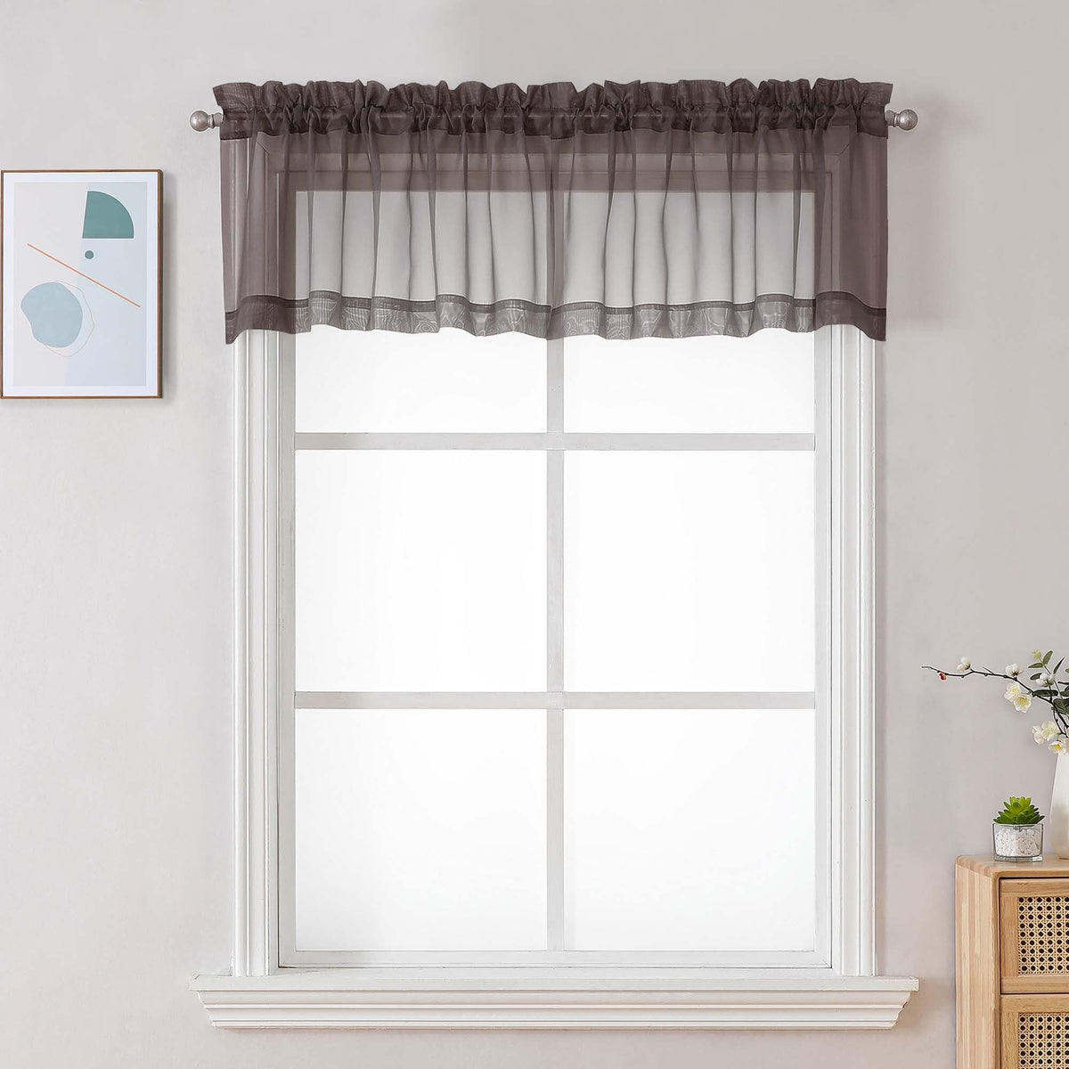 Chocolate Brown Sheer Valances for Windows (2 Count)