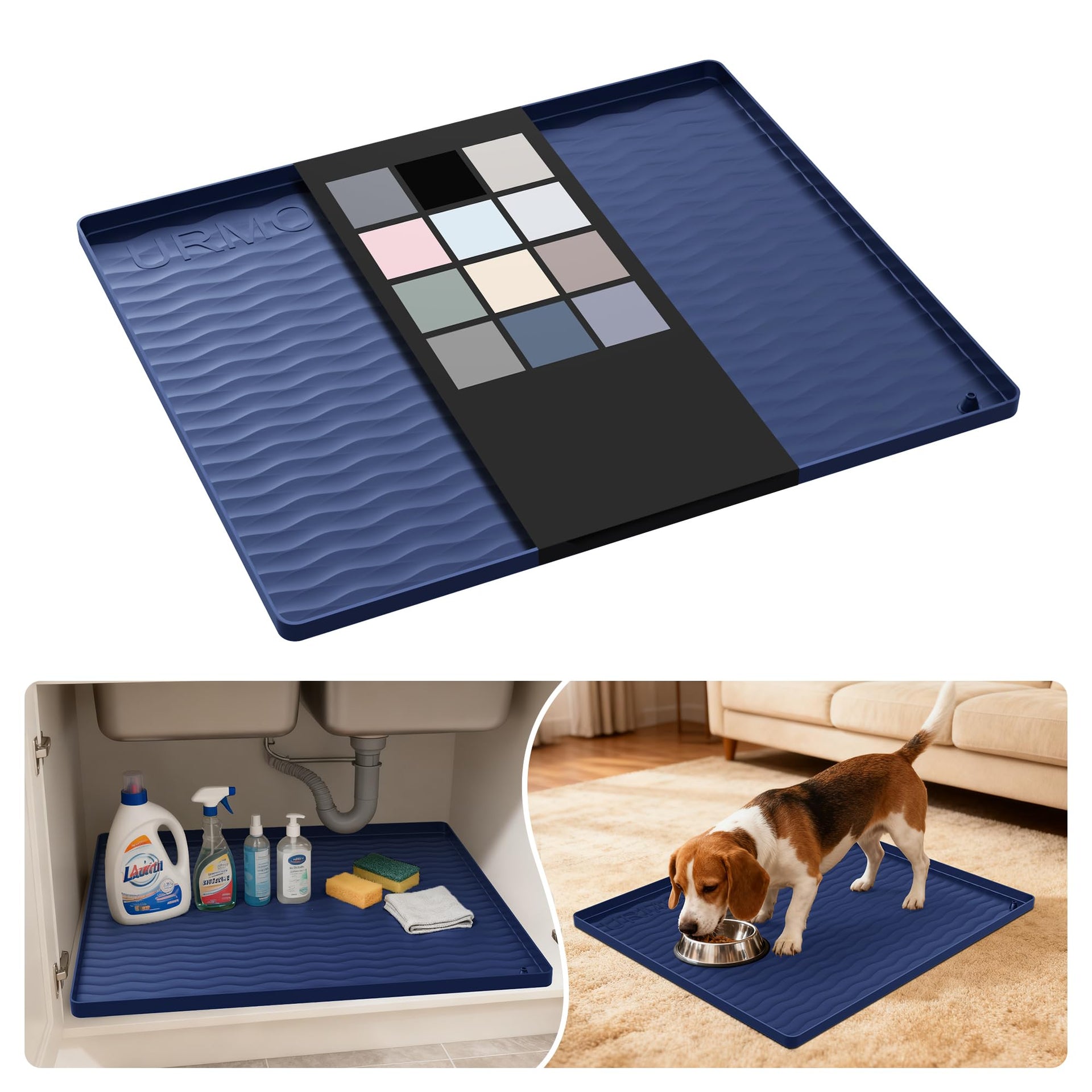 Waterproof Silicone Under Sink Mat 22'' x 19'' Shelf Liner for Kitchen and Bathroom