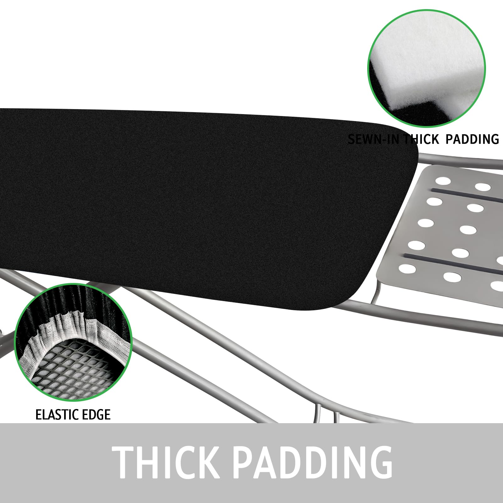Ironing Board Cover and Pad 15x54 Inch Standard Ironing Board Cover with Elastic Edge and Hook and Loop Fasteners Scorch and Stain Resistant Cotton Ironing Covers with Thick Padding