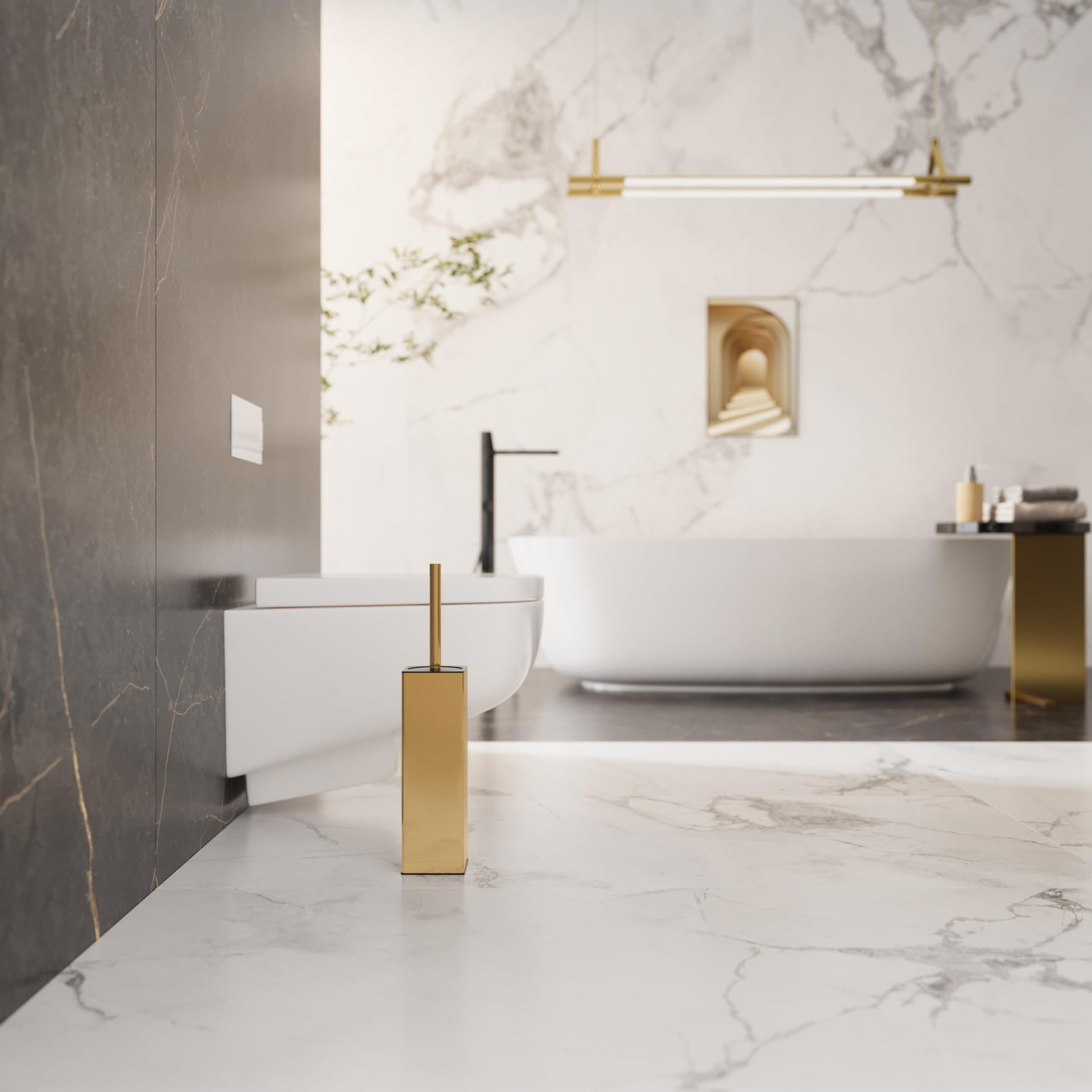 Square Toilet Brush with Holder