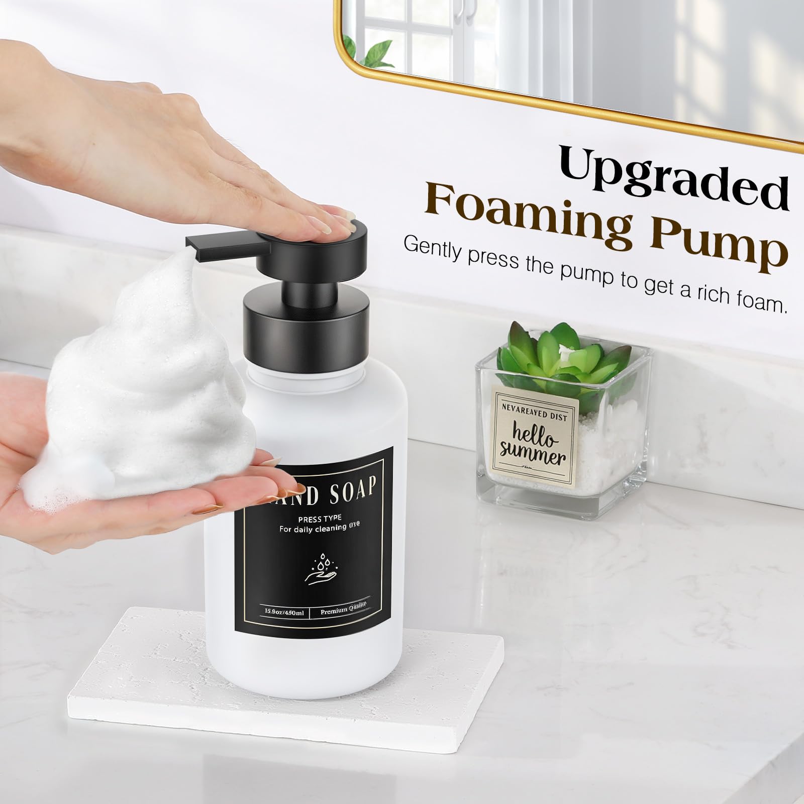 Glass Foaming Soap Dispenser 15oz Hand Soap Bottle (2 Count)