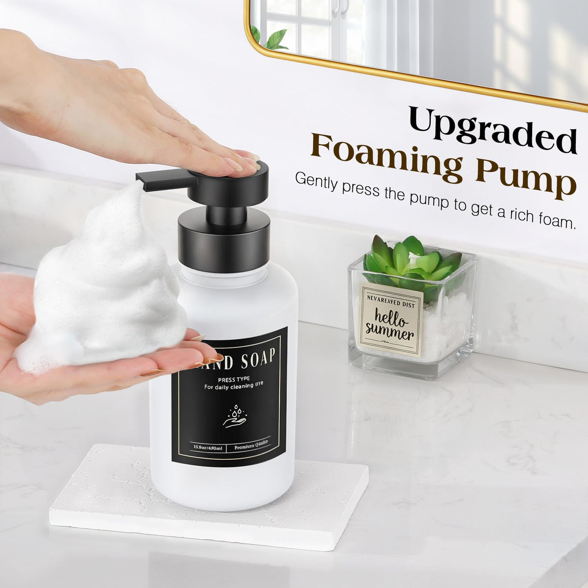 Glass Foaming Soap Dispenser 15oz Hand Soap Bottle (2 Count)