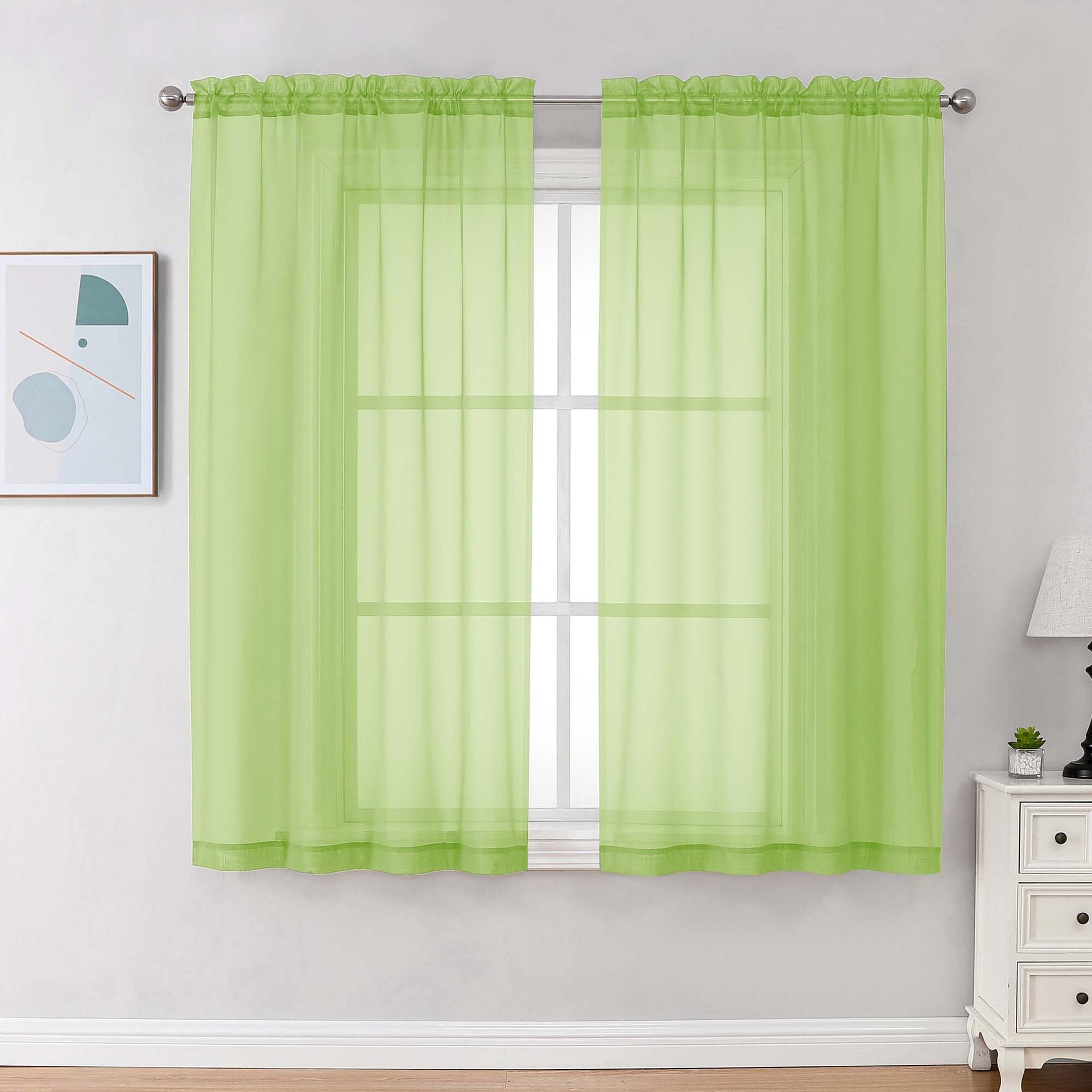 Sheer Curtains 63 Inch Length 2 Panels (2 Count)