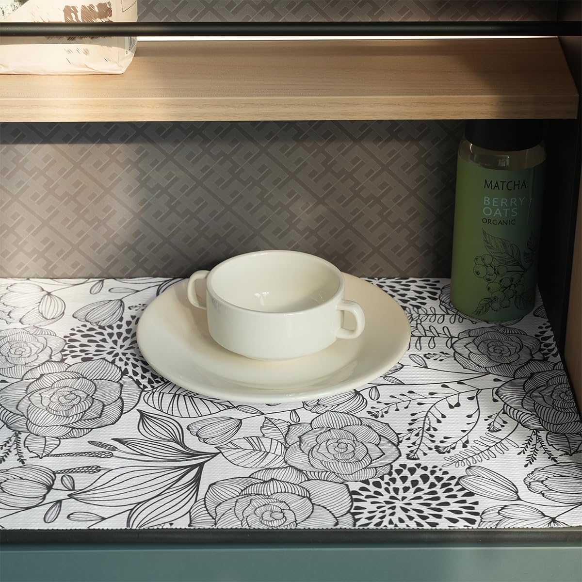 Floral Drawer and Shelf Liner for Kitchen 12IN x 20FT (2834.4 sq in)