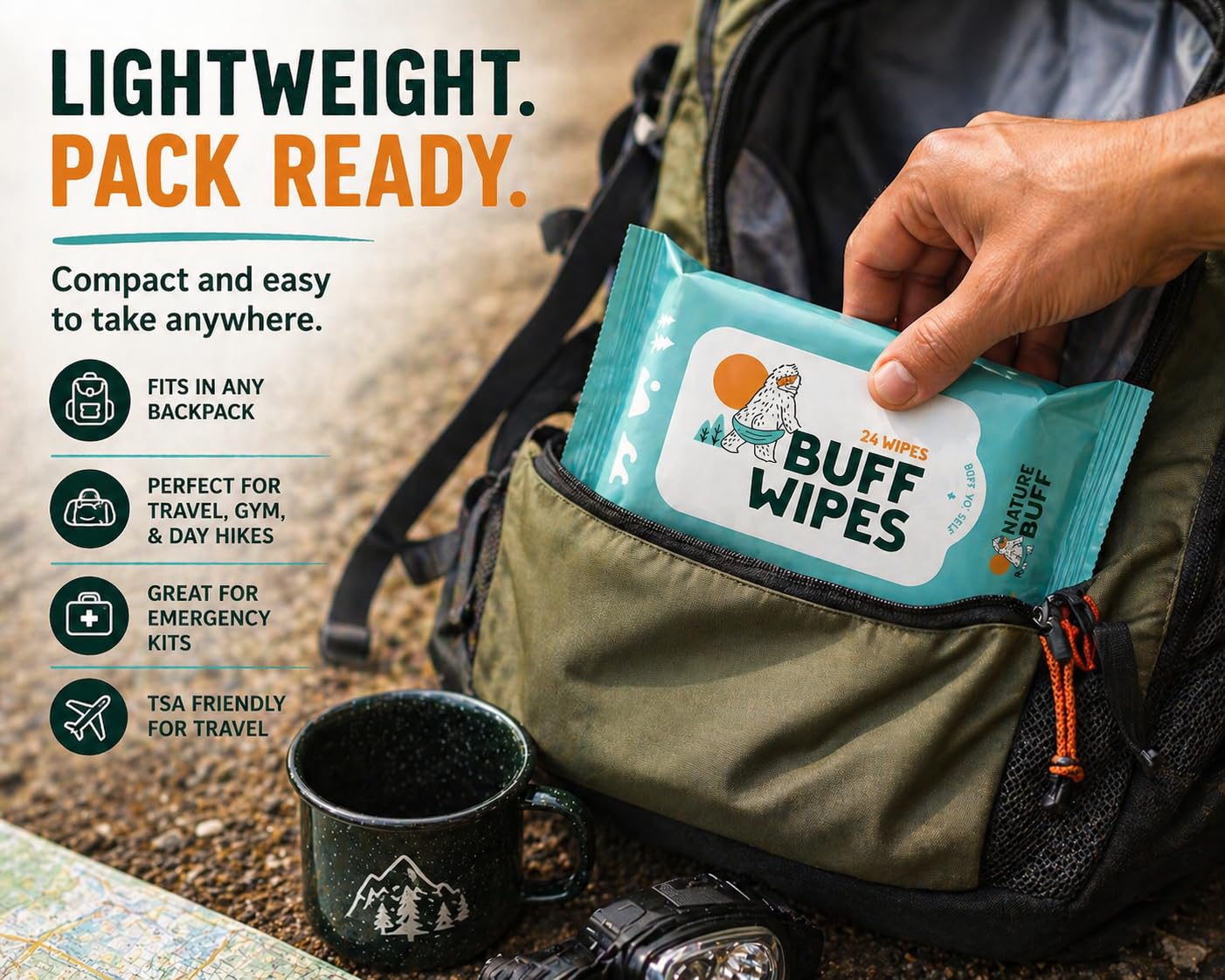 Camping Wet Wipes 8 x 8 Inch Full Body Wipes Unscented Outdoor Travel Wipes for Hiking Backpacking Camping Hygiene Pack of 12 (12 Count)