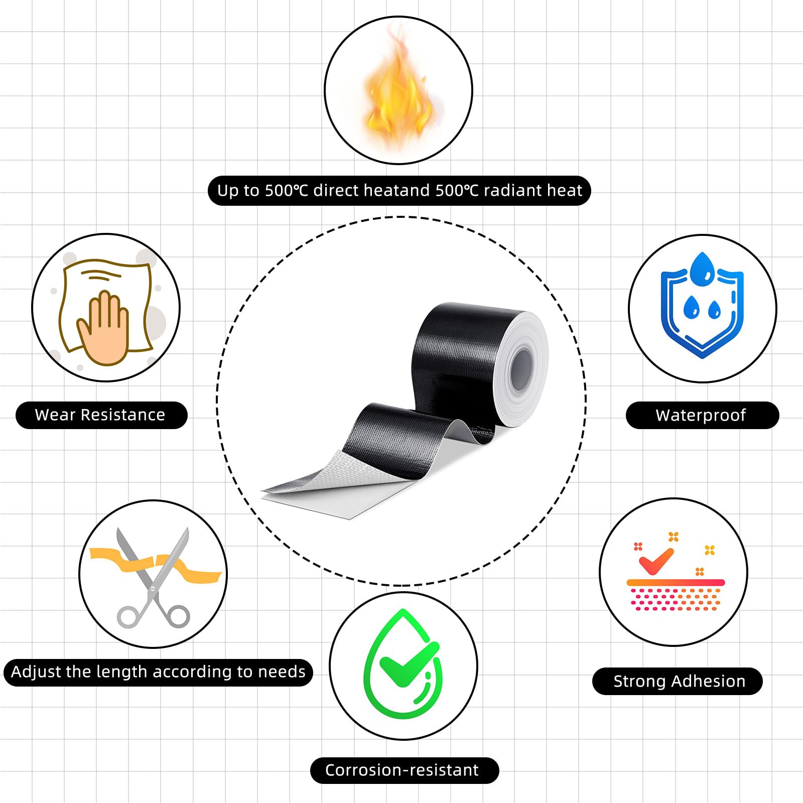 2 Rolls Aluminum Foil Tape Heat Shield Tape Barrier Adhesive Reflective Fiberglass Thermal Insulation Reflective Material High Temp Protection (2 Count)