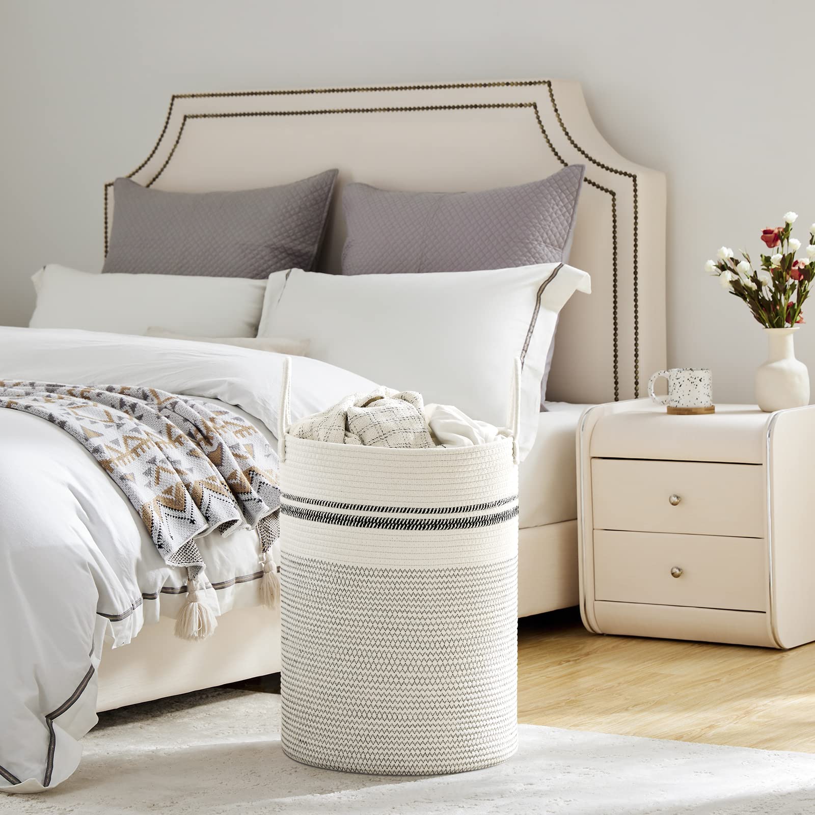 58L Tall Woven Laundry Basket Hamper