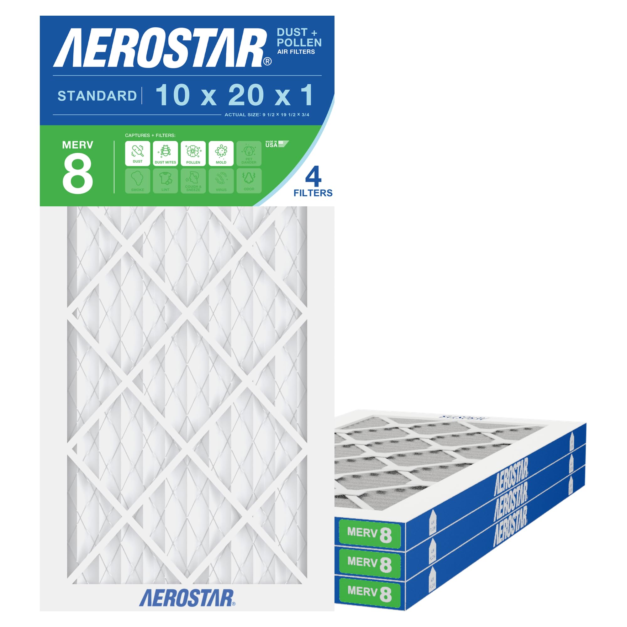 Air Filter 10x20x1 MERV 8 AC Filter (4 Count)
