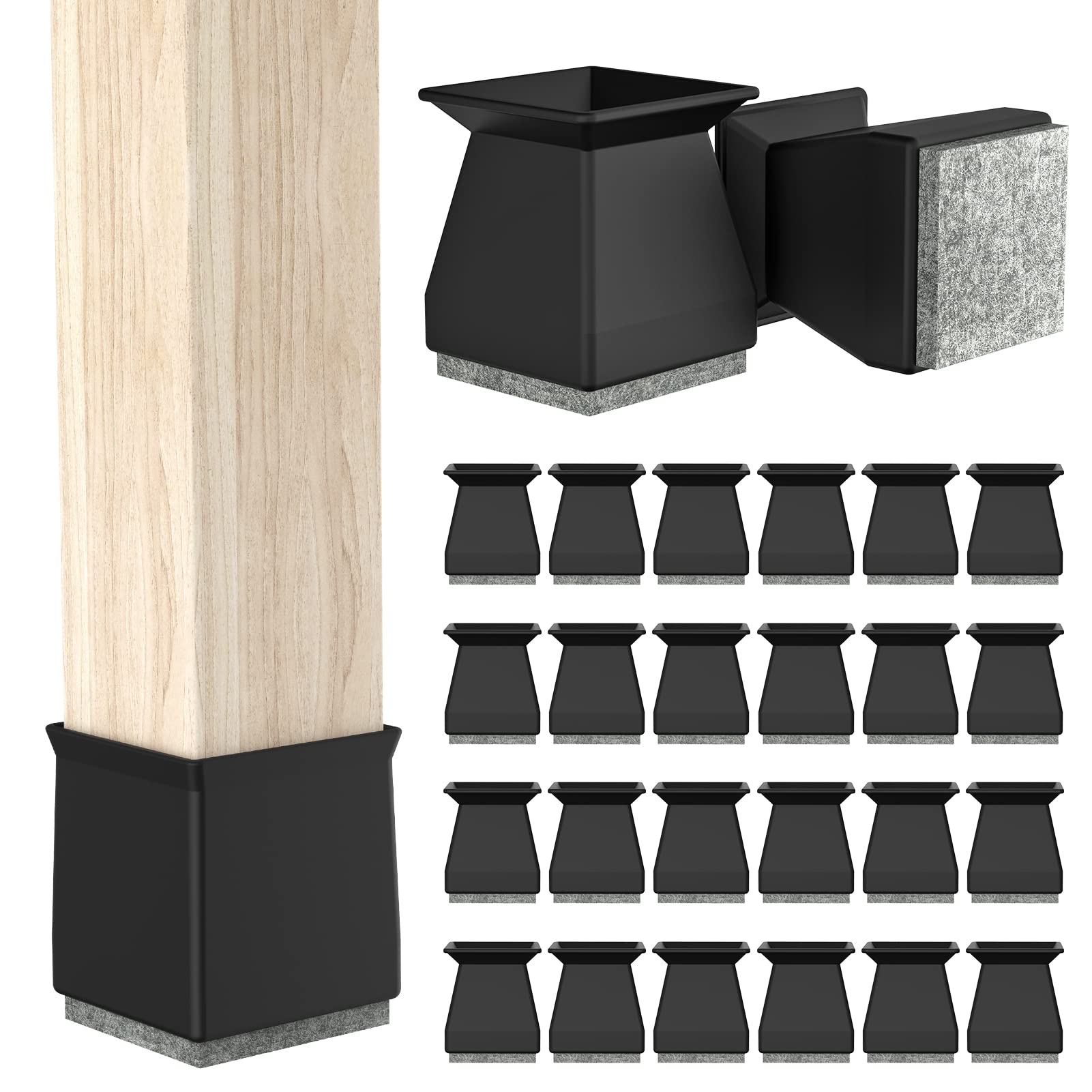 Square Chair Leg Protectors for Hardwood Floors (16 Count)