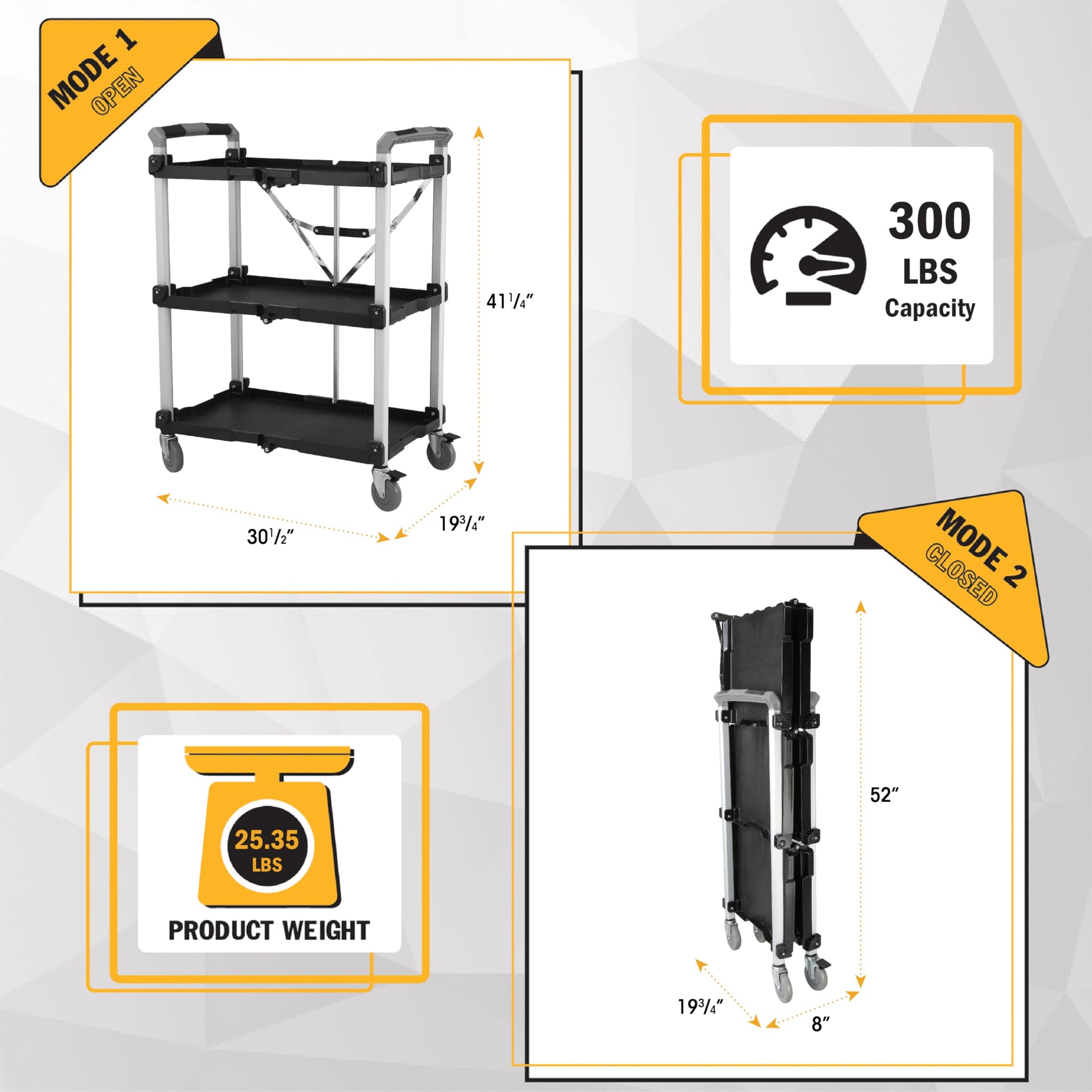85 189 Pack N Roll Collapsible Service Cart