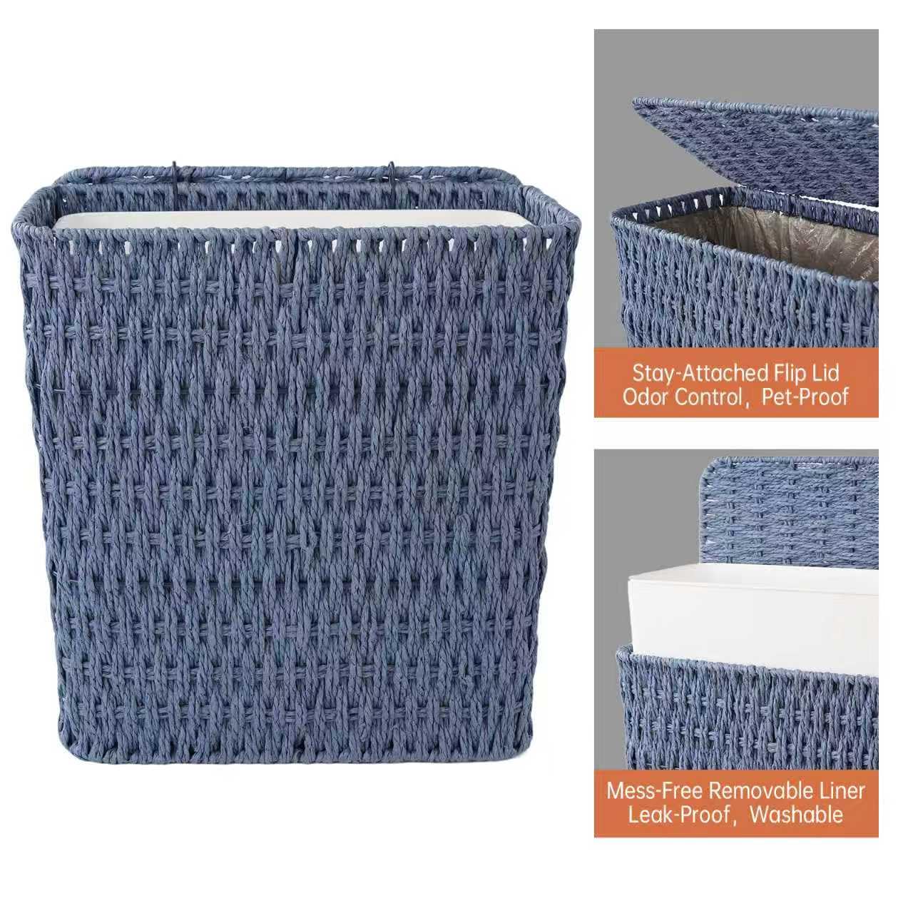 3 Gallon Paper Rope Bathroom Trash Can
