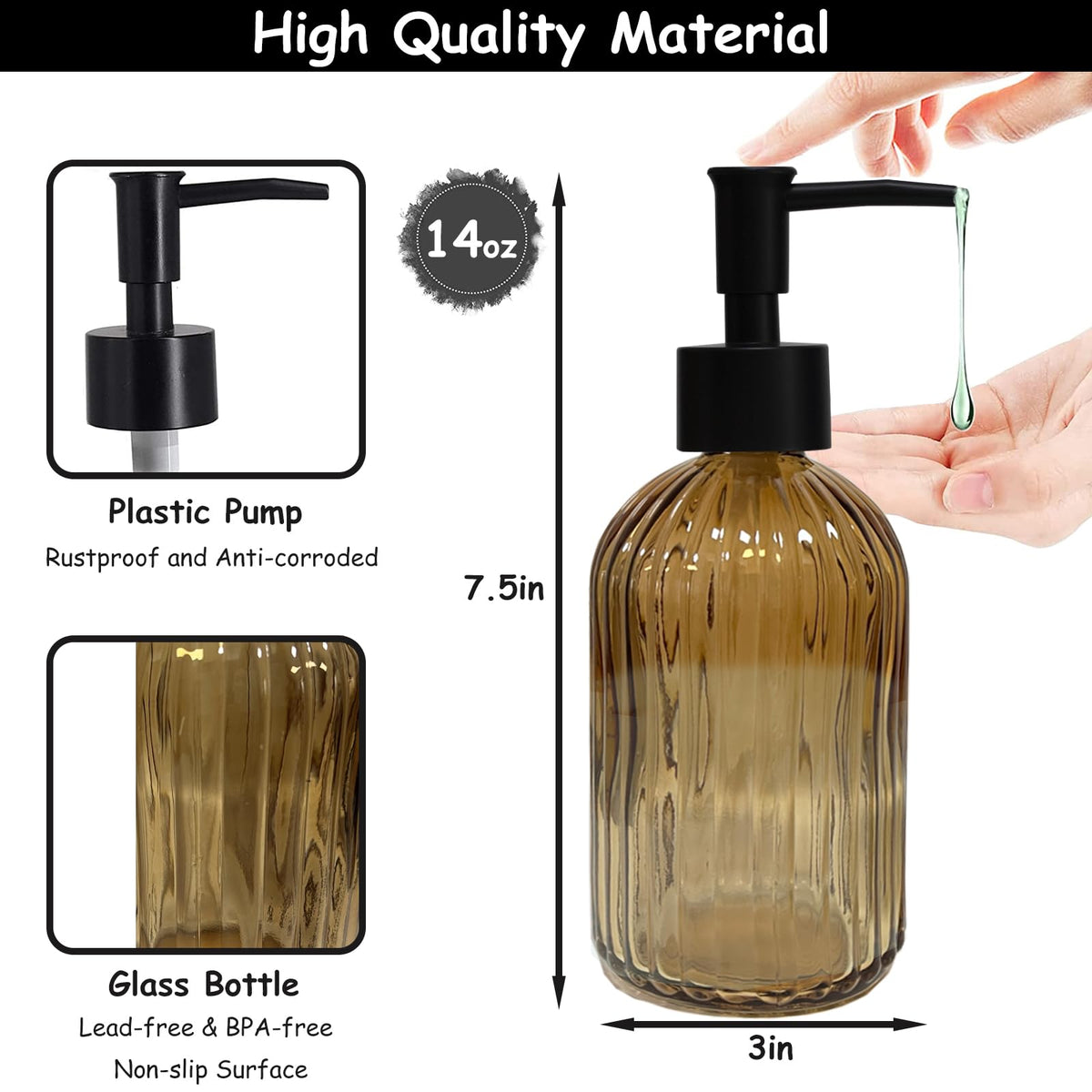 Black Pump Glass Soap Dispenser