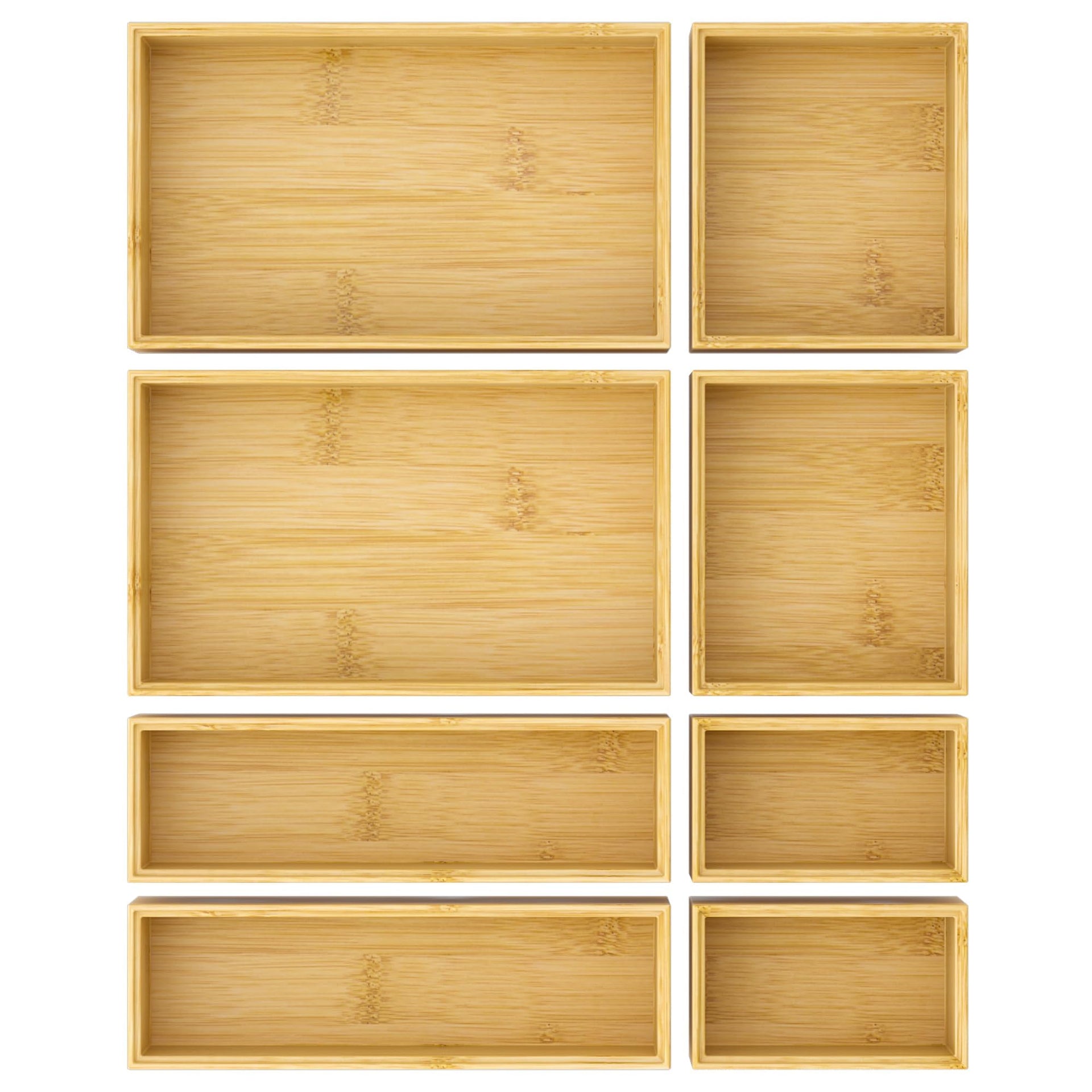 Bamboo Drawer Organizer Boxes (8 Count)