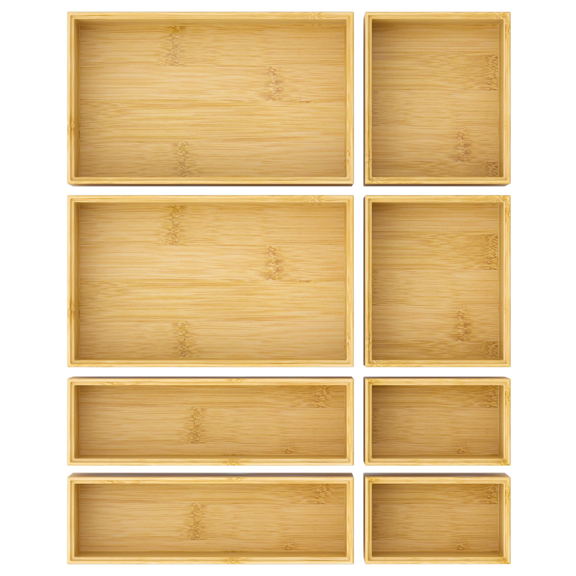 Bamboo Drawer Organizer Boxes (8 Count)