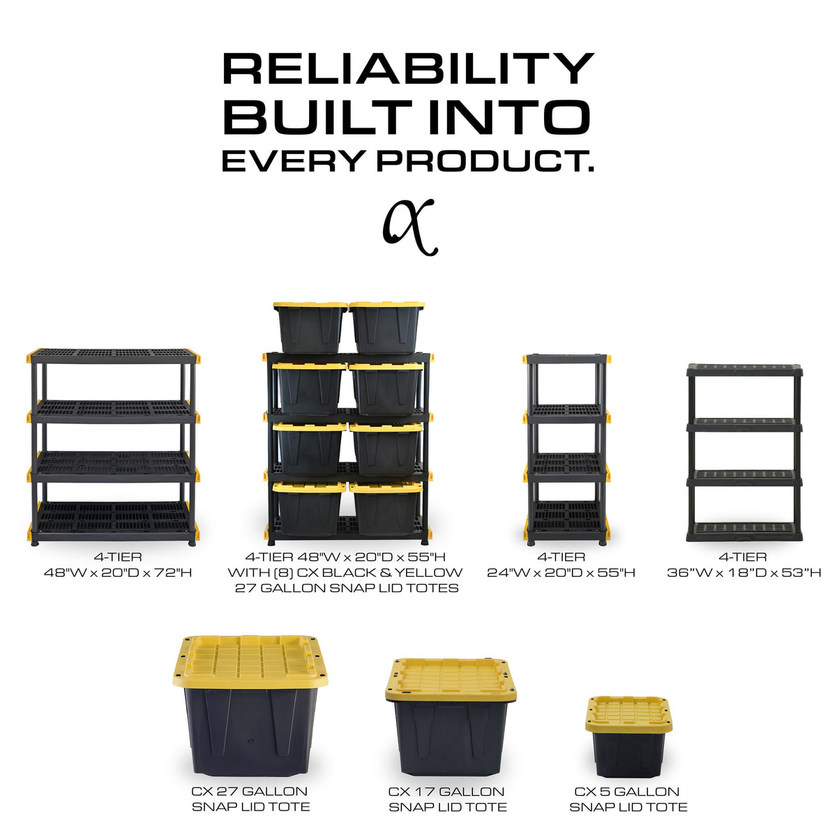 4 Tier Heavy Duty Plastic Storage Shelves for Garage