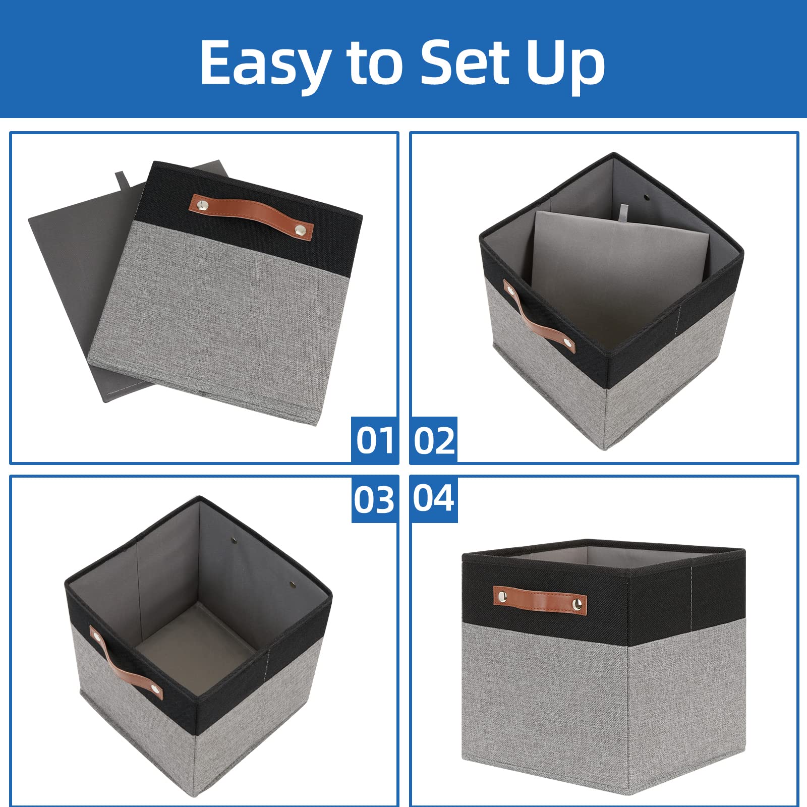 11 x 11 Cube Storage Bins Fabric Storage Cubes for Shelf (4 Count)