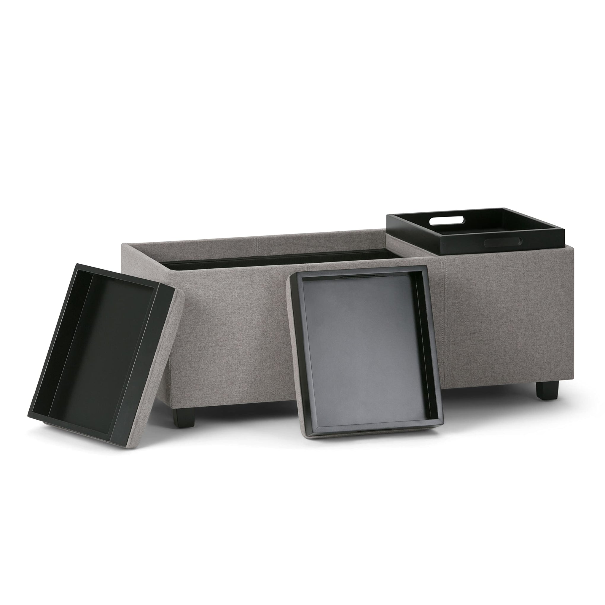 Avalon 42" Wide Vegan Leather Storage Ottoman in Red