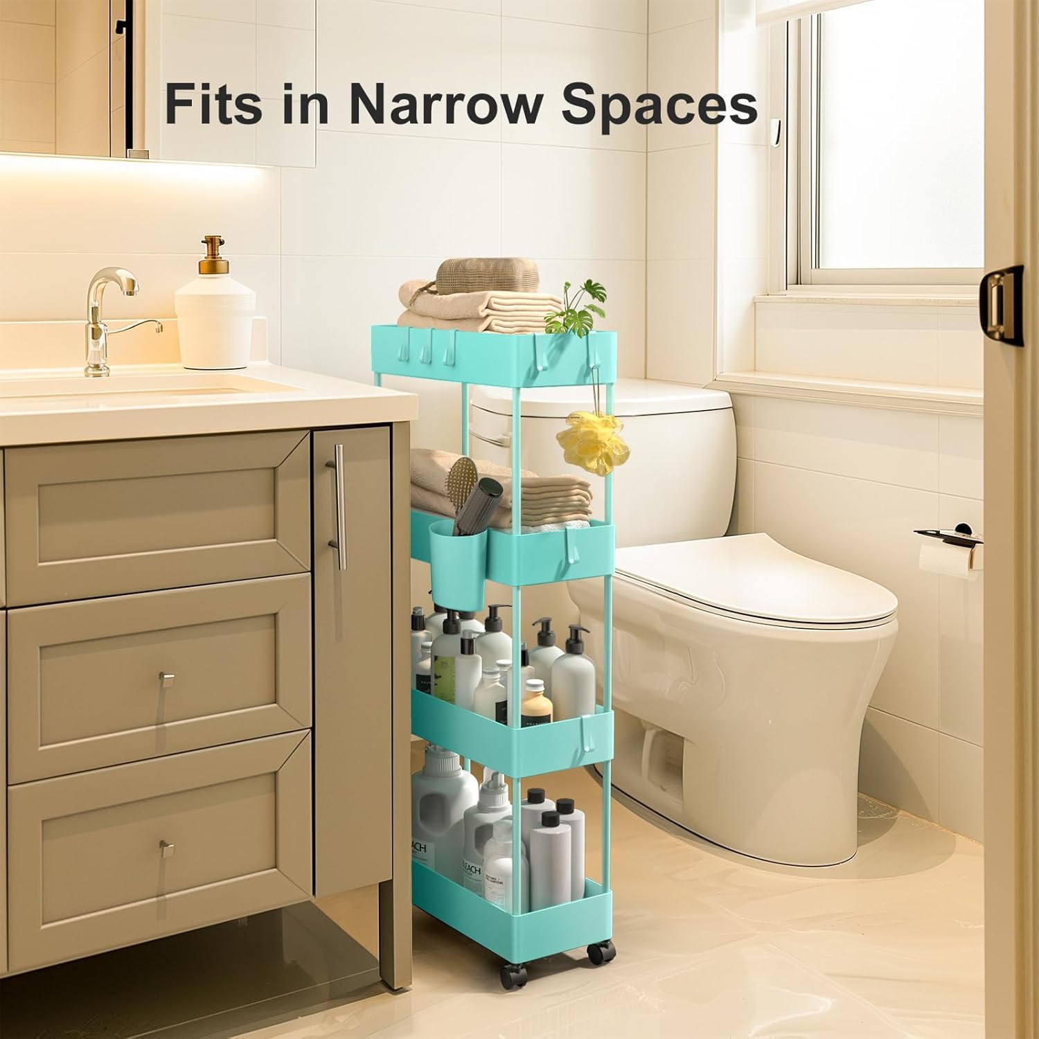 4 Tier Slim Storage Cart with Wheels