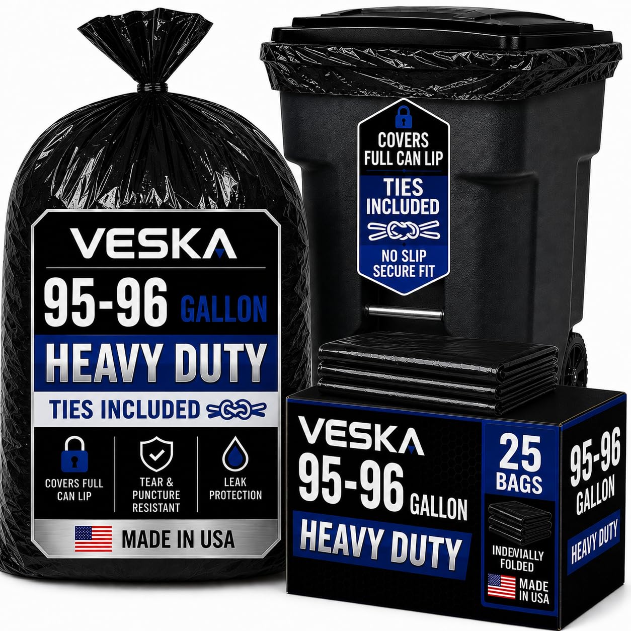 95 96 Gallon Trash Bags Heavy Duty (25 Count)