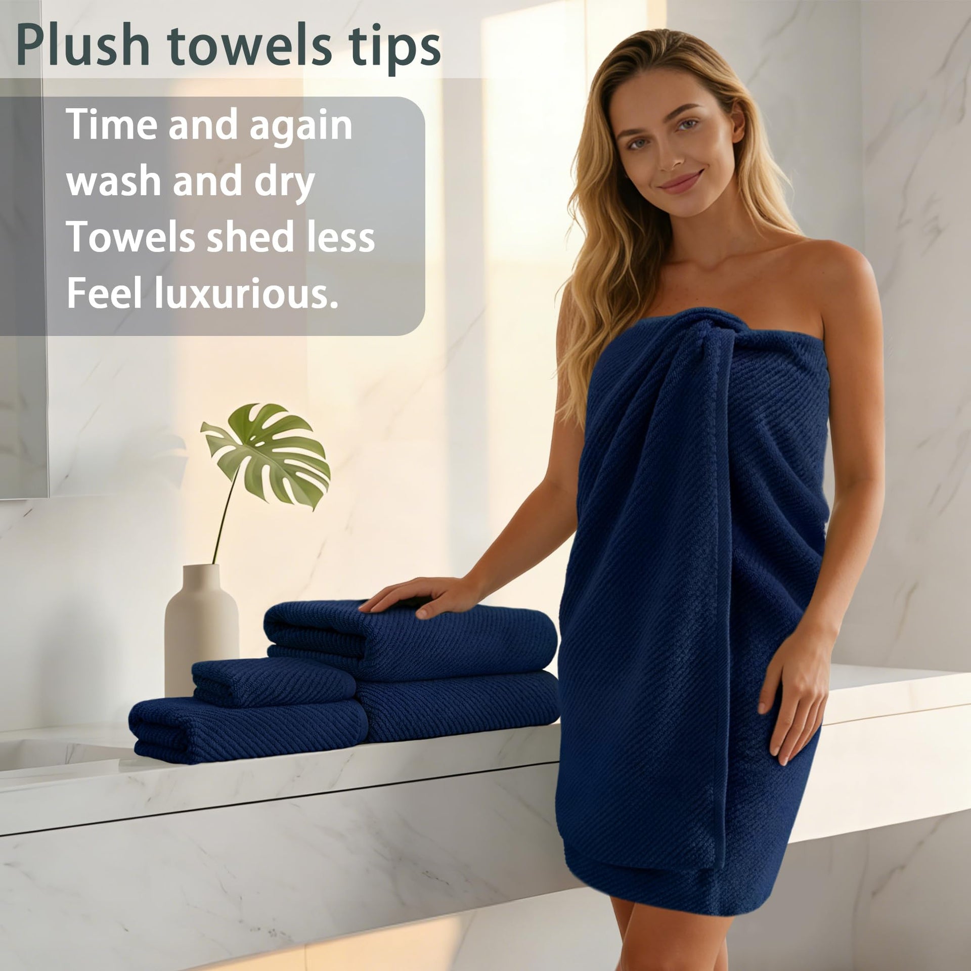 Blue Towels Set for Bathroom (3 Count)