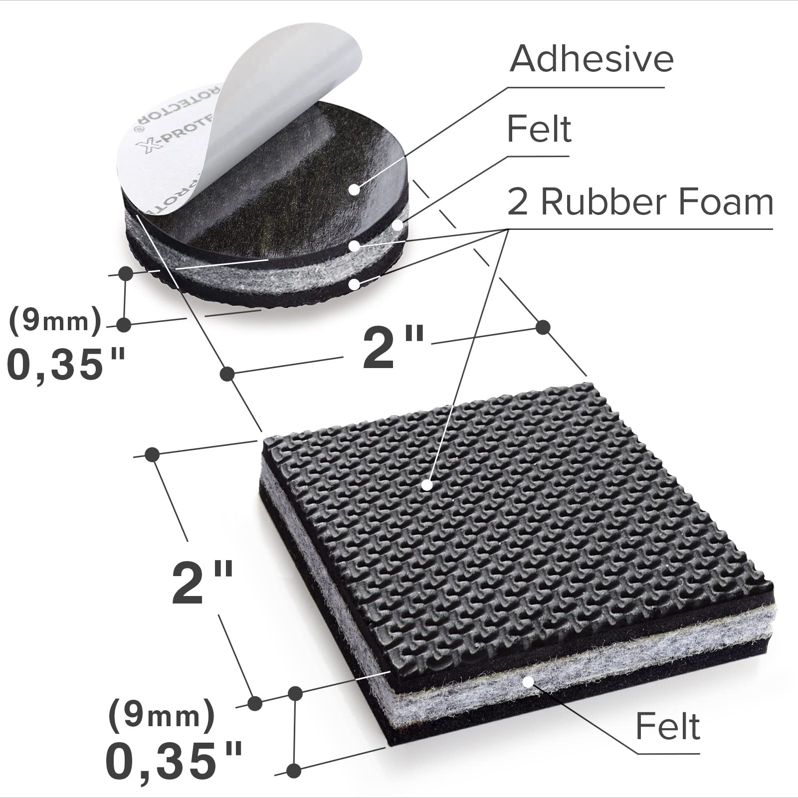 Non Slip Furniture Pads X (16 Count)