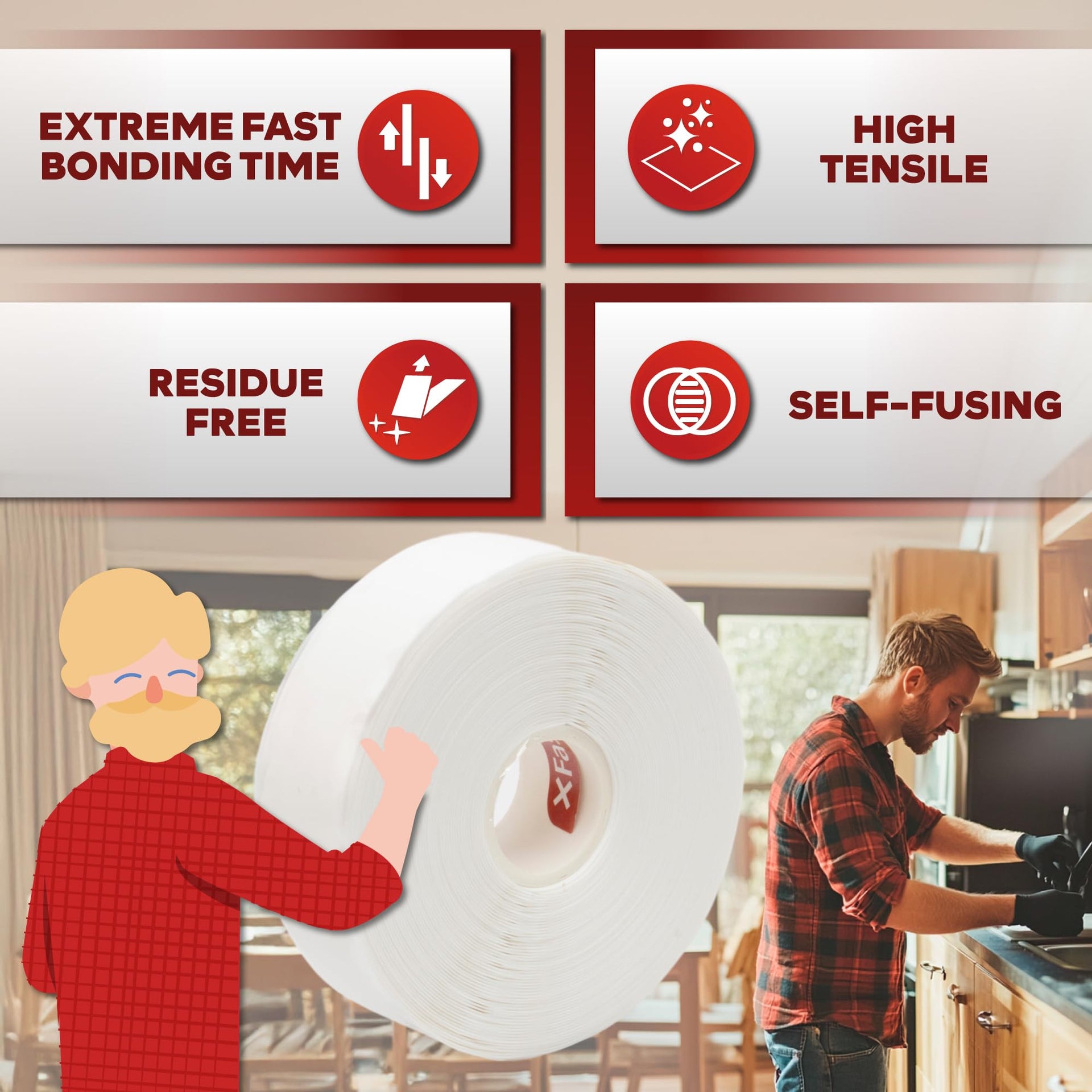 Self Fusing Silicone Tape Waterproof White (36 Foot)