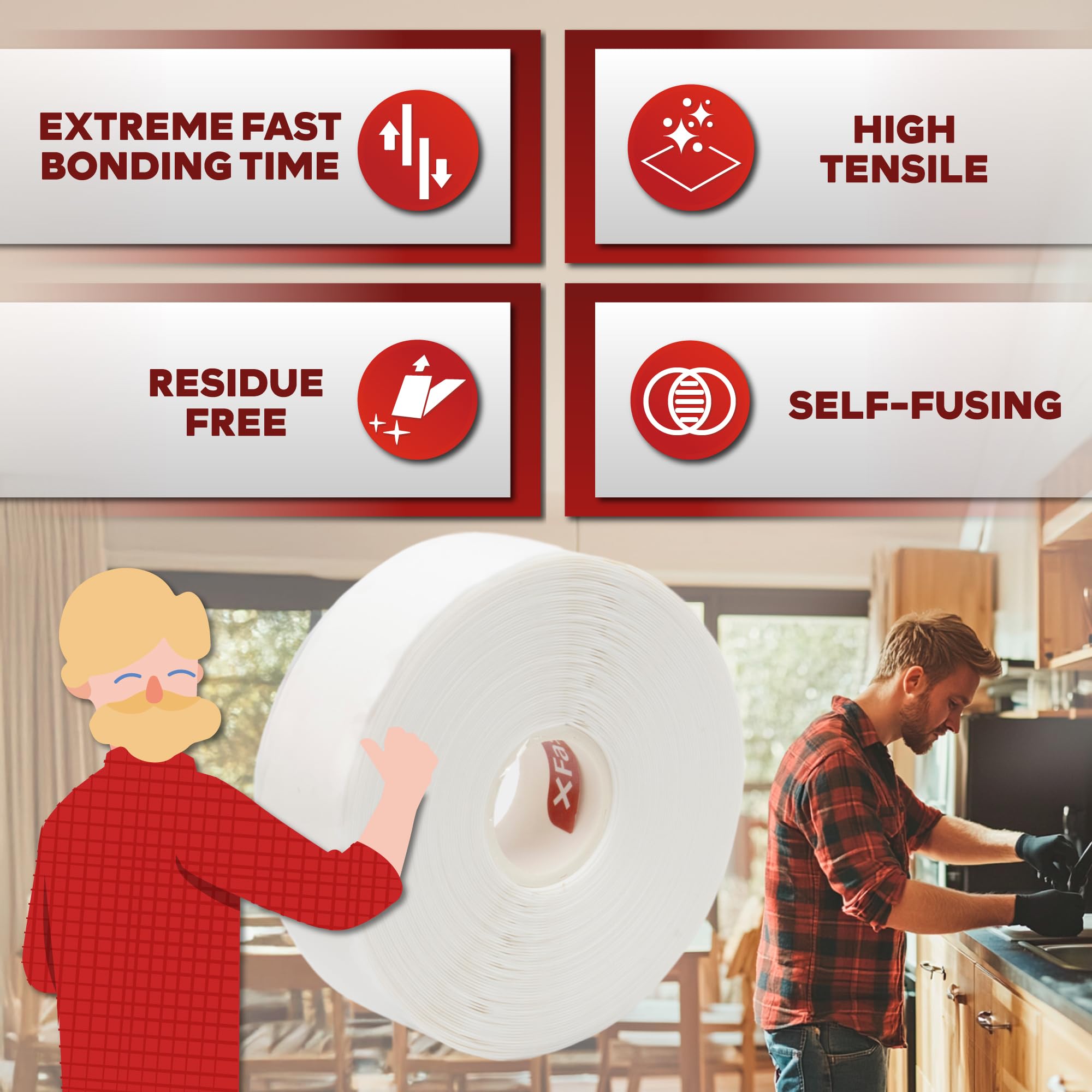 Self Fusing Silicone Tape Waterproof White (36 Foot)
