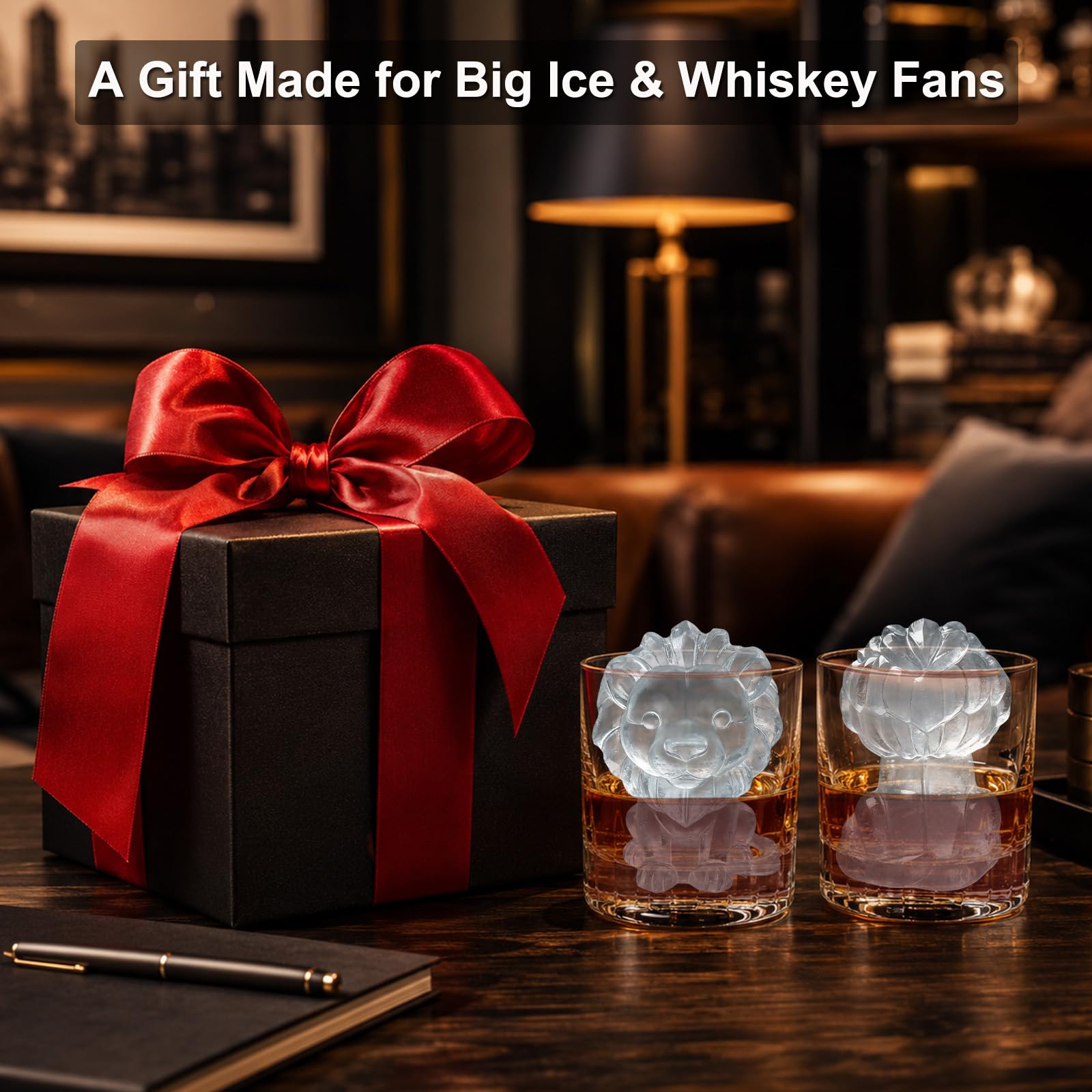 3D Lion Ice Cube Silicone Molds Tray for Whiskey (2 Count)