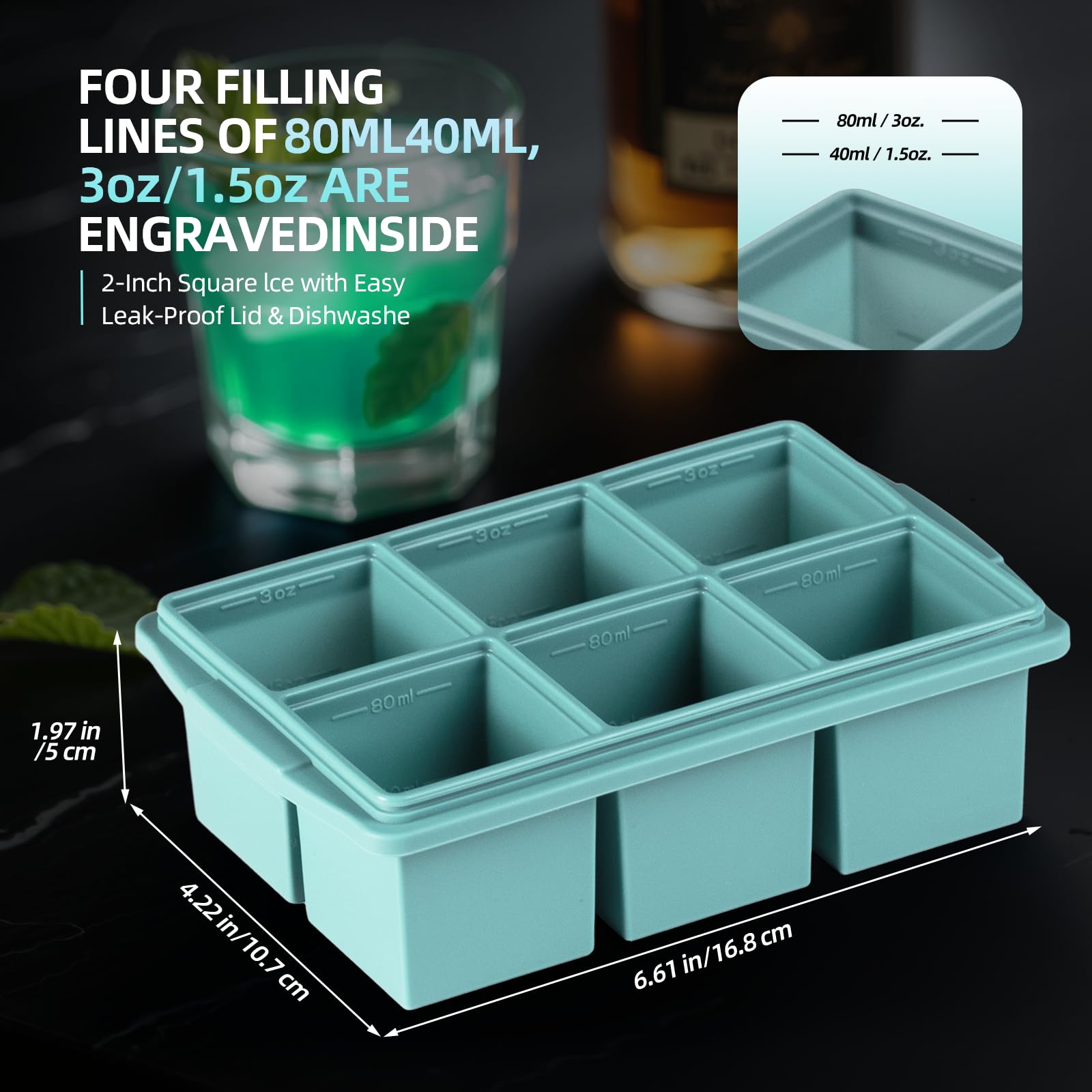 Large Ice Cube Trays for Whiskey (9.9 Ounce)