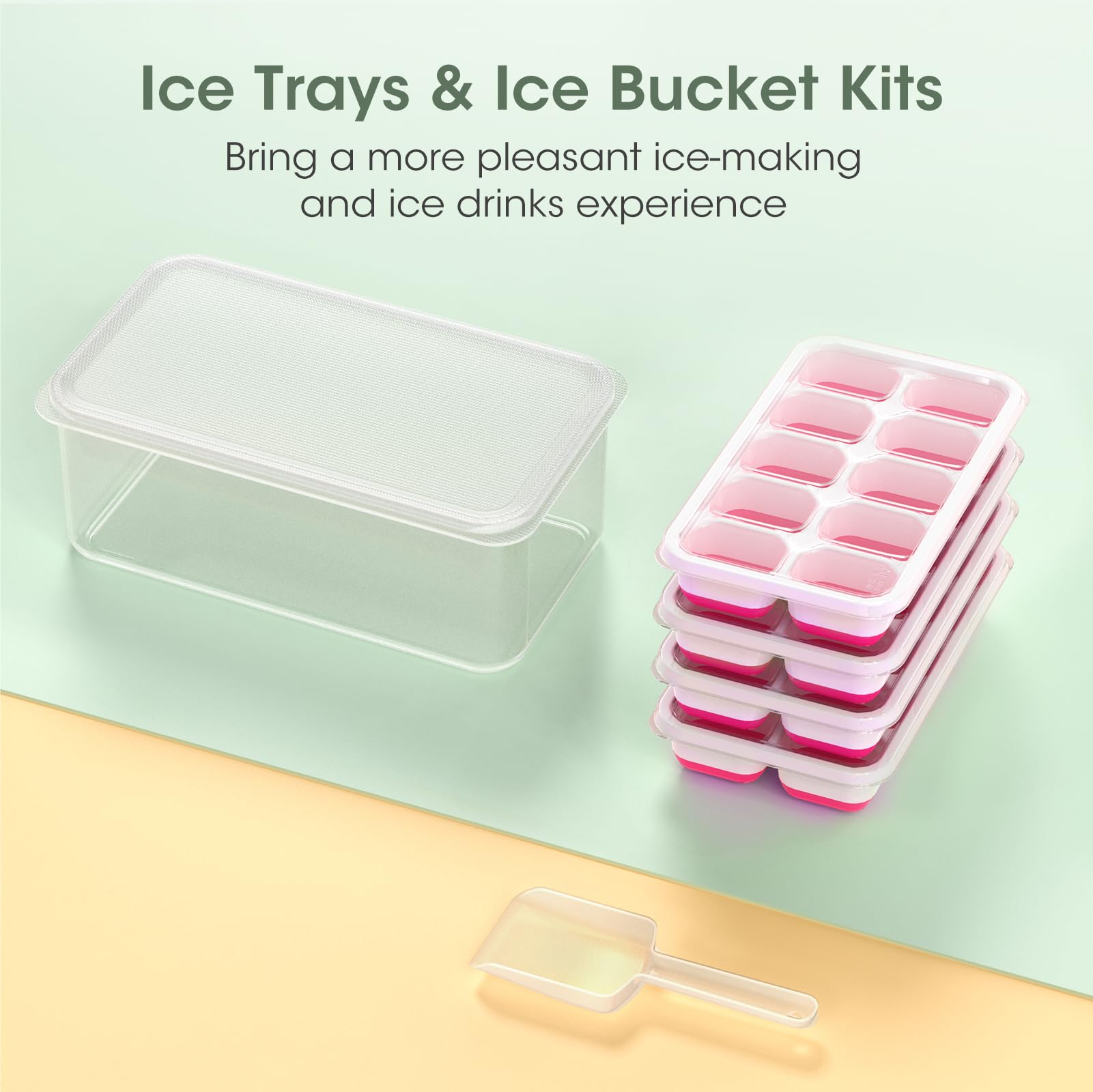 Ice Cube Tray with Lid and Bin (4 Count)