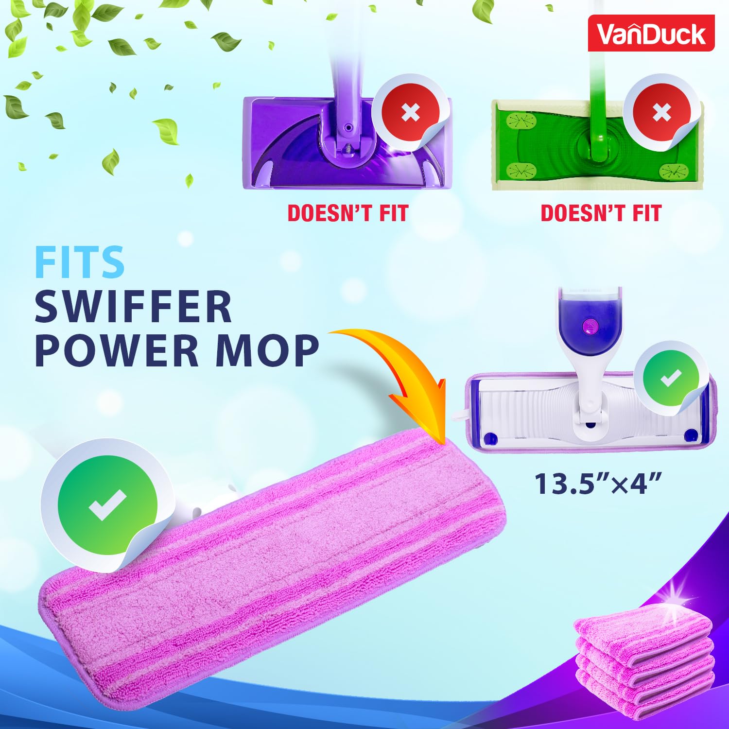 Reusable Microfiber Mop Pads for Swiffer PowerMop (6 Count)