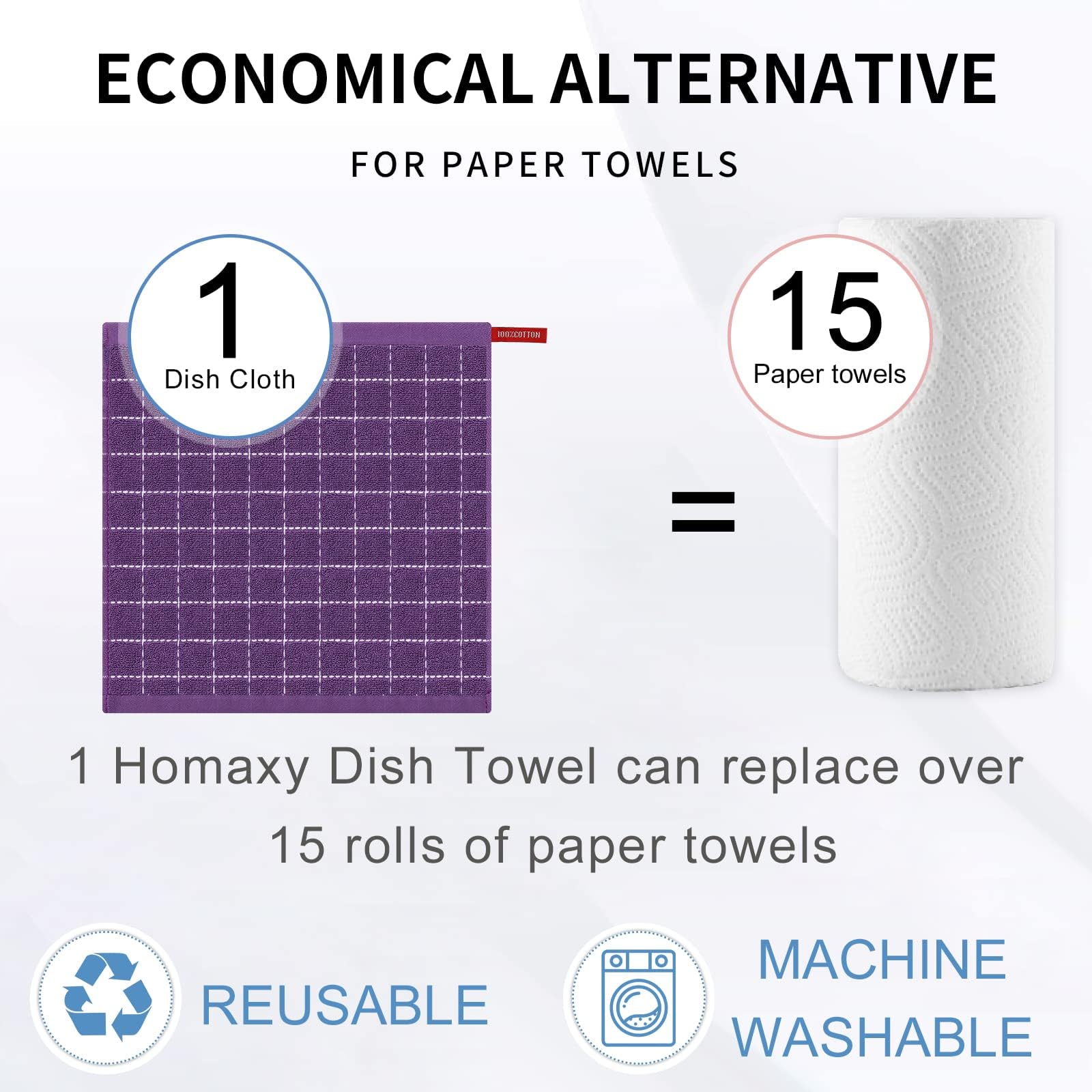 100% Cotton Terry Kitchen Dish Cloths (8 Count)