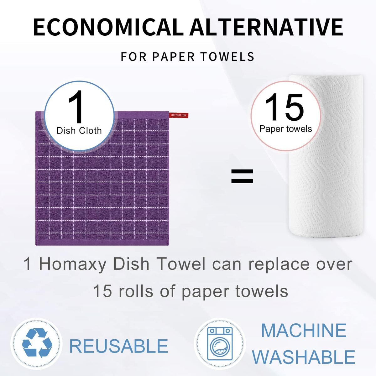 100% Cotton Terry Kitchen Dish Cloths (12 Count)
