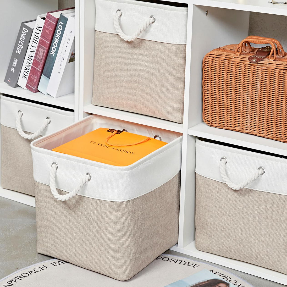 13 Inch 6 Pack Foldable Fabric Storage Cubes with Handles (6 Count)