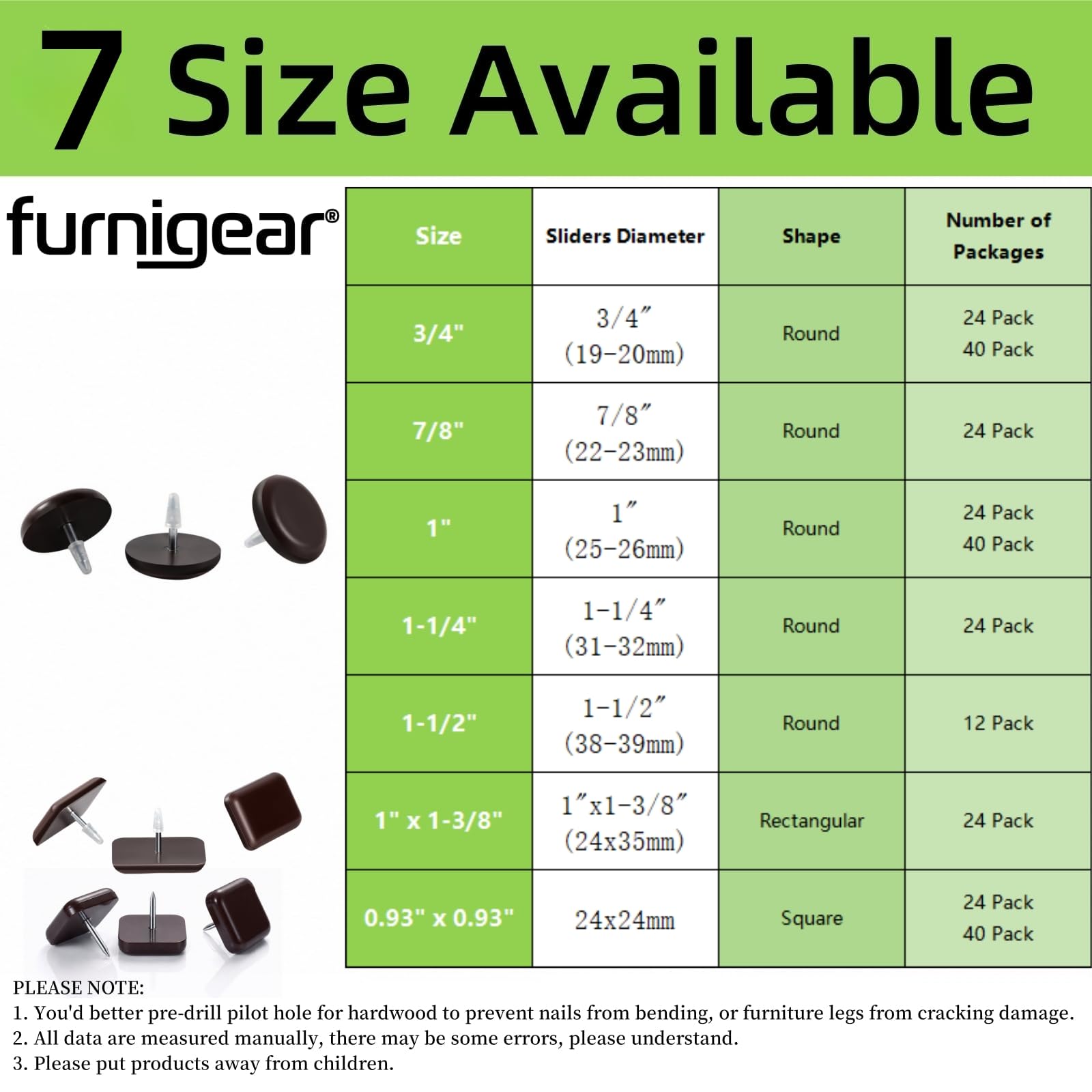 Furniture Glides Sliders (40 Count)